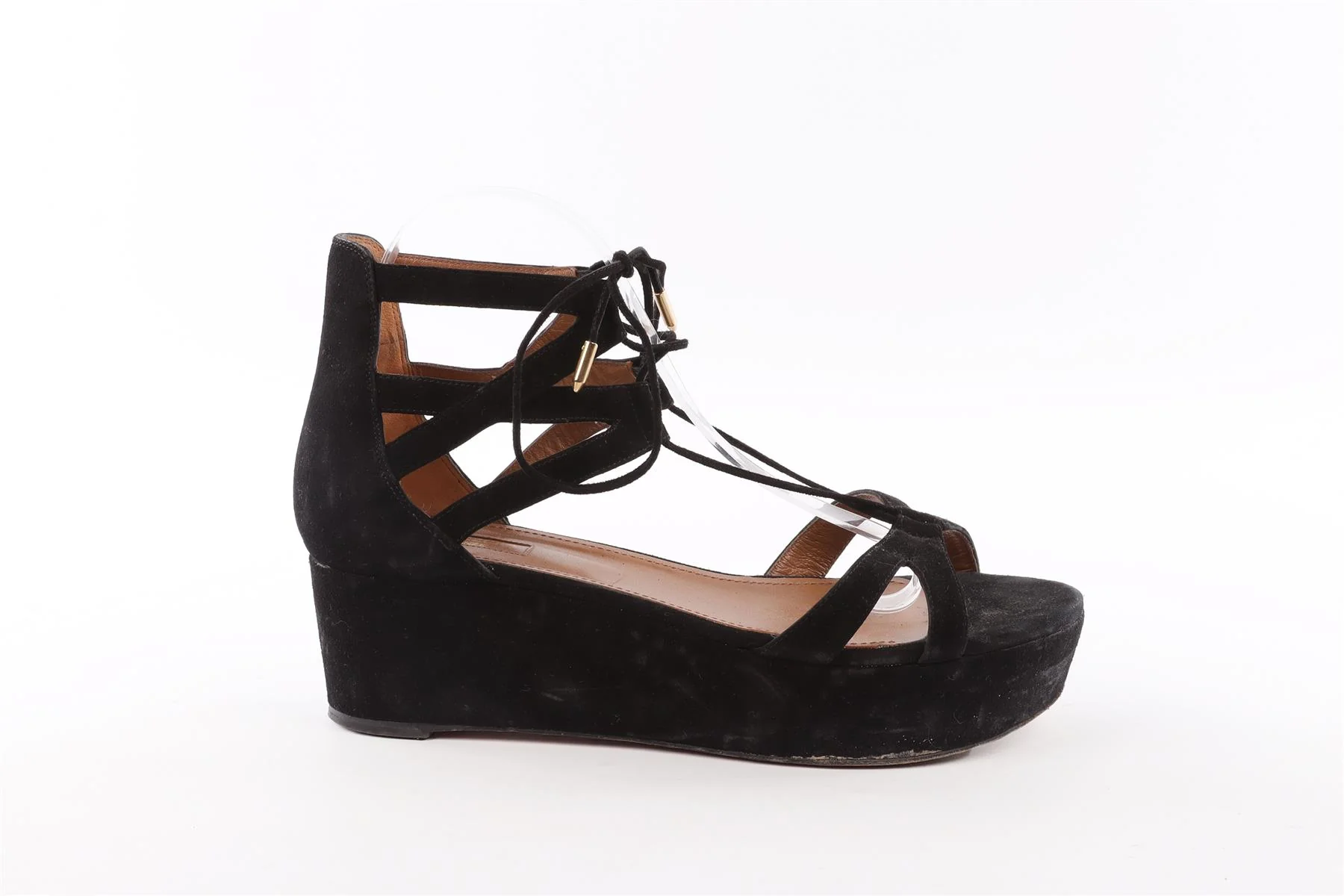 AQUAZURRA BLACK SUEDE WEDGE SANDALS EU 40.5 UK 7.5 US 10.5 - Image 2