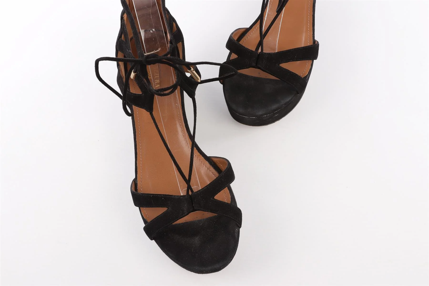 AQUAZURRA BLACK SUEDE WEDGE SANDALS EU 40.5 UK 7.5 US 10.5 - Image 4