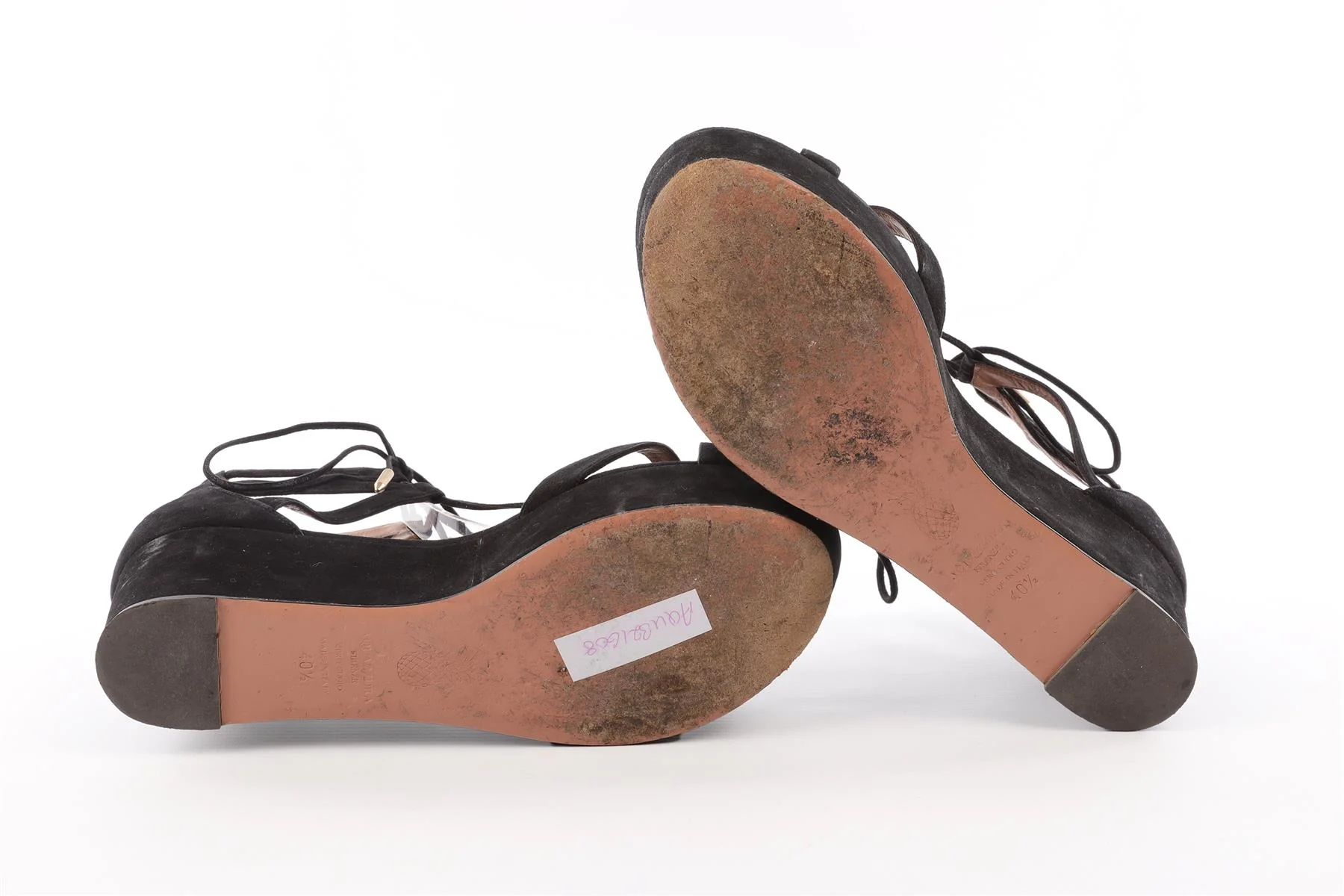 AQUAZURRA BLACK SUEDE WEDGE SANDALS EU 40.5 UK 7.5 US 10.5 - Image 6