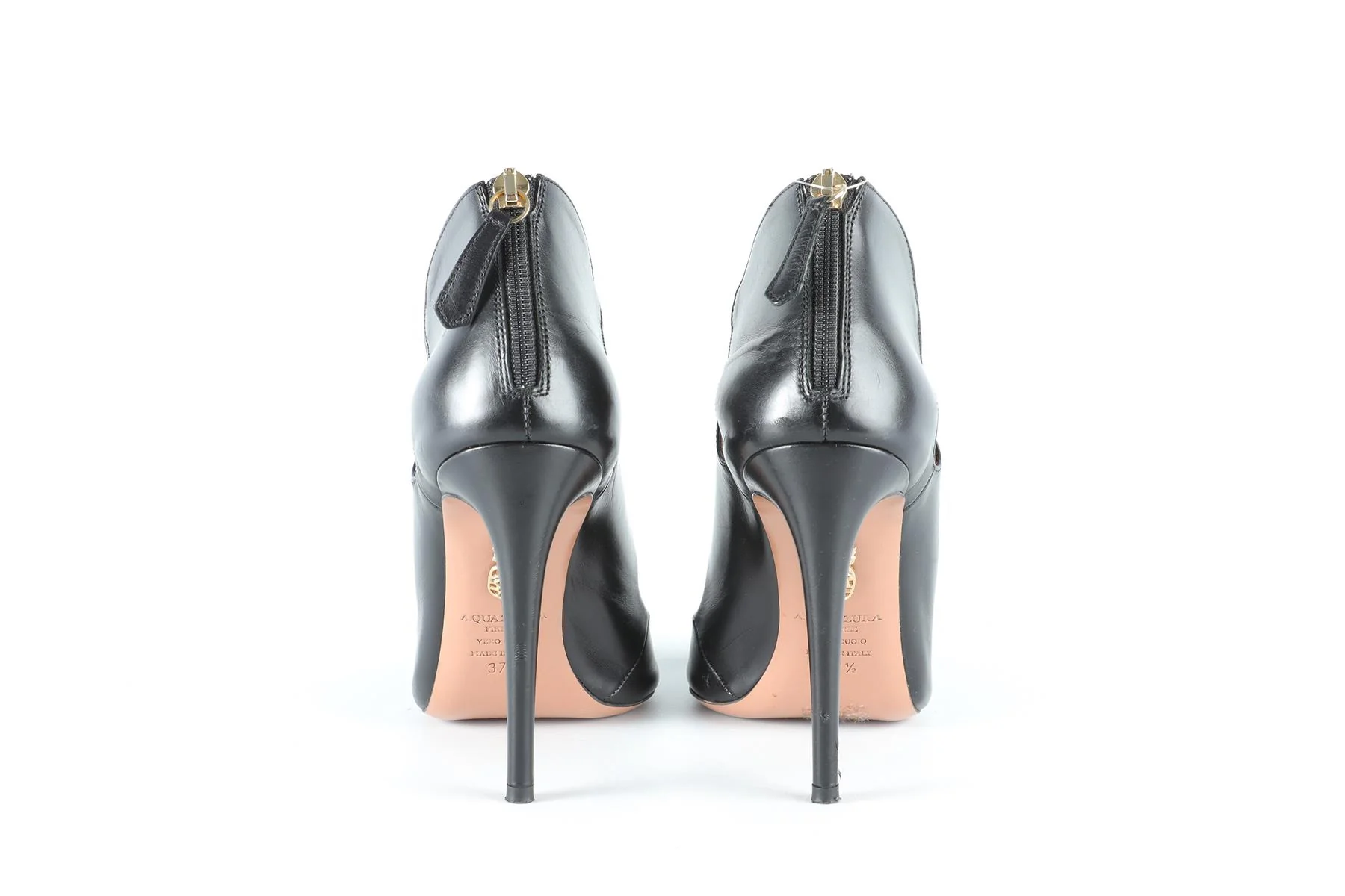 AQUAZZURA BLACK LEATHER SANDALS EU 37.5 UK 4.5 US 7.5 - Image 5