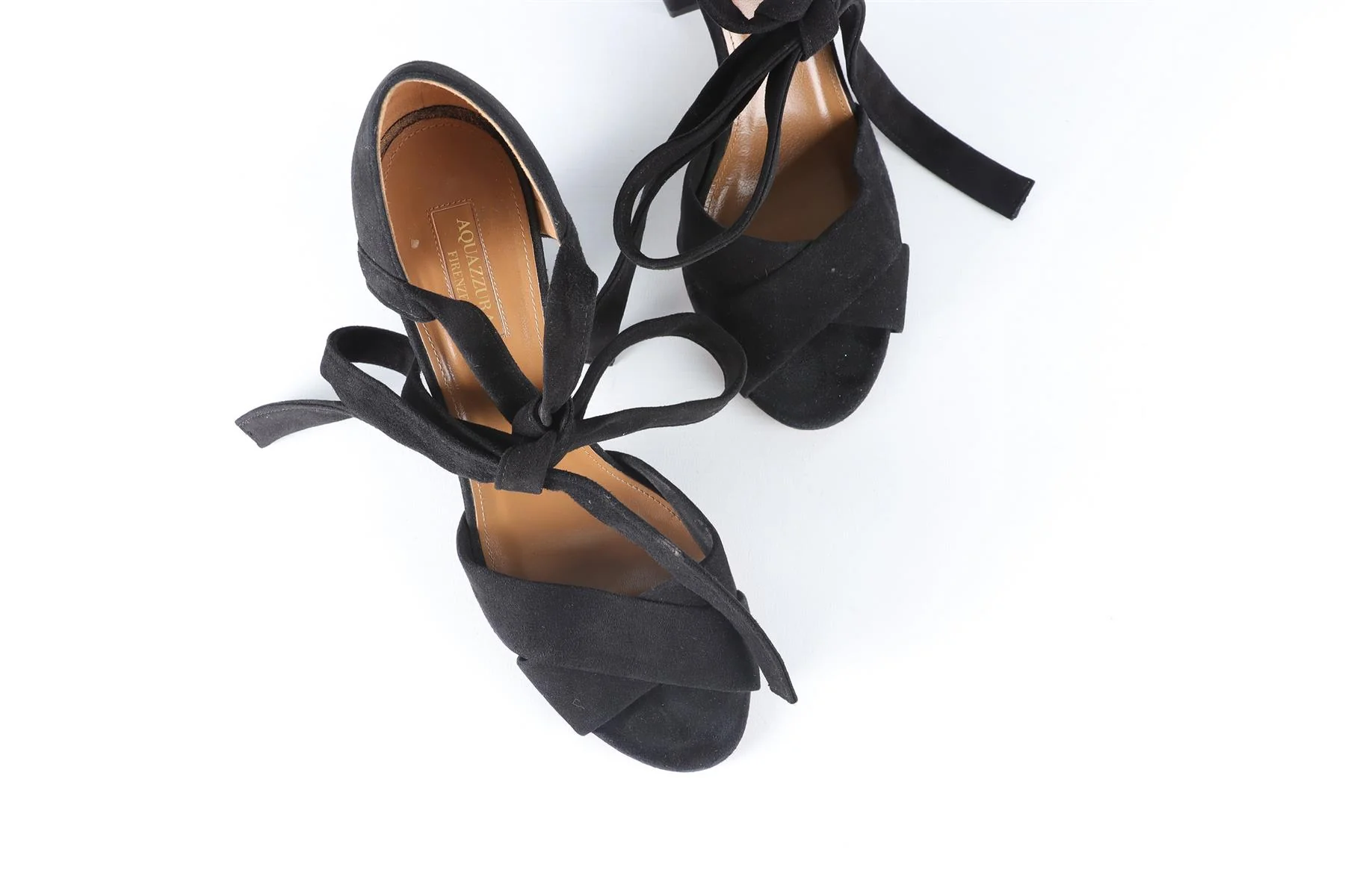AQUAZZURA BLACK SUEDE SANDALS EU 40 UK 7 US 10 - Image 4