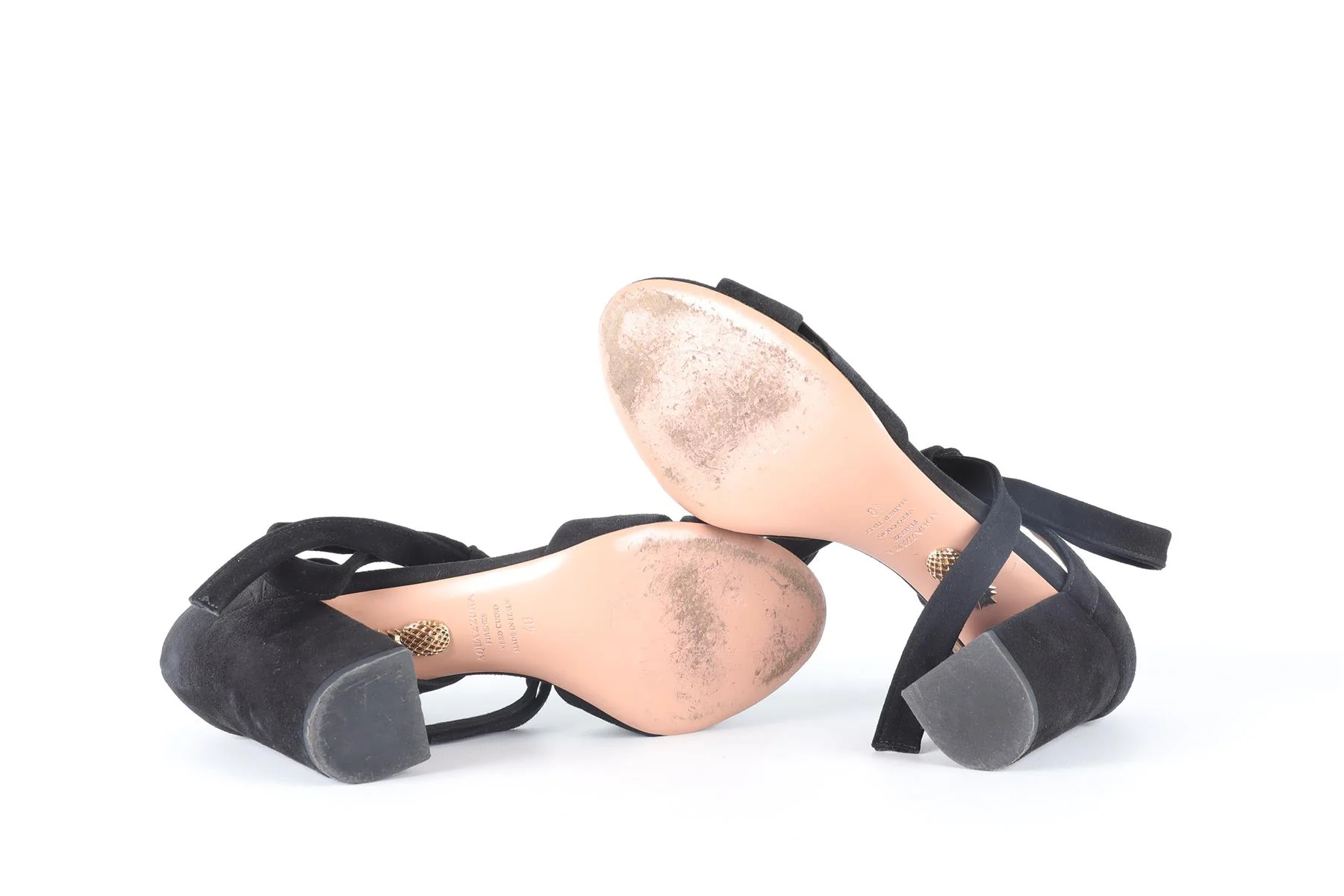 AQUAZZURA BLACK SUEDE SANDALS EU 40 UK 7 US 10 - Image 6