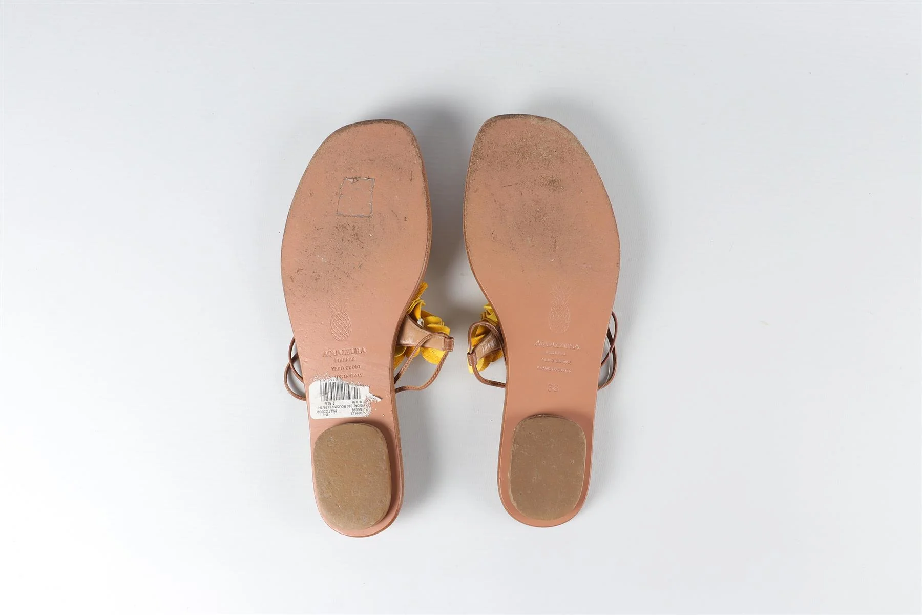 AQUAZZURA BROWN LEATHER FLIP FLOPS EU 38 UK 5 US 8 - Image 6