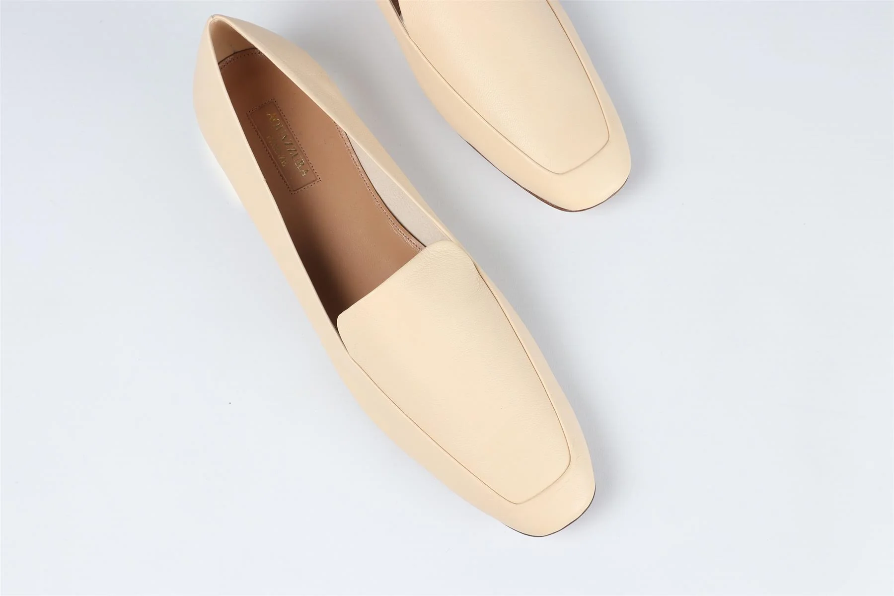 AQUAZZURA CREAM LEATHER LOAFERS EU 39.5 UK 6.5 US 9.5 - Image 4