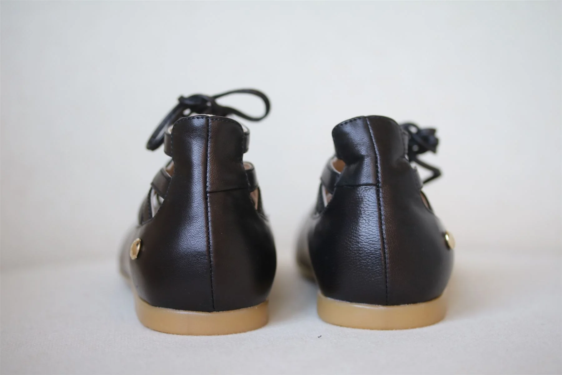 AQUAZZURA KIDS BELGRAVIA BLACK LACE-UP FLATS EU 25 UK 7 - Image 4