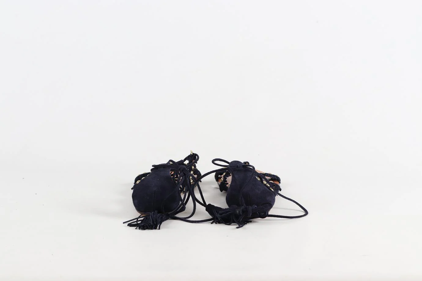 AQUAZZURA LACE UP SUEDE SANDALS EU 37.5 UK 4.5 US 7.5 - Image 4