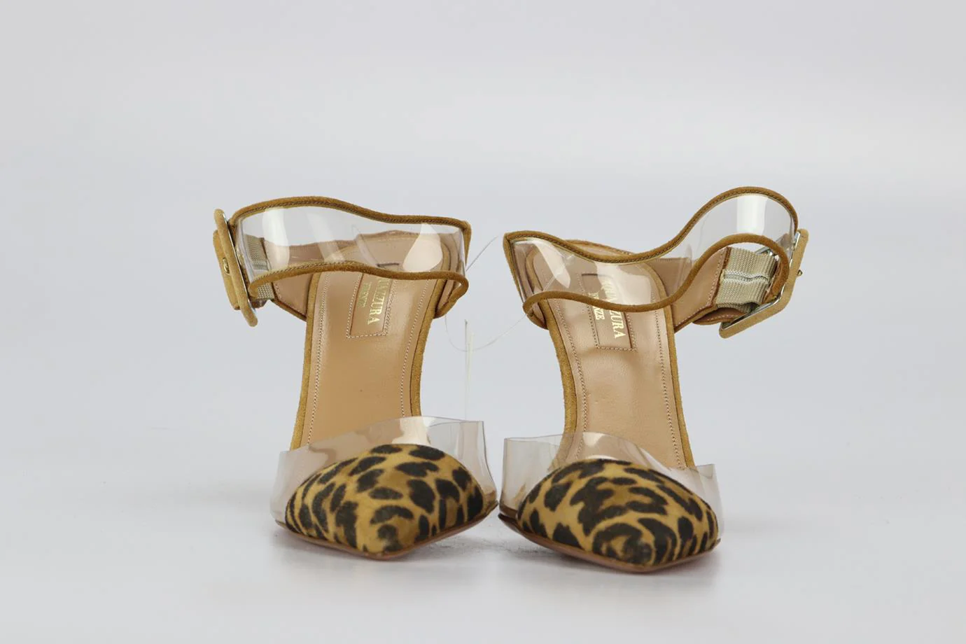 AQUAZZURA LEOPARD PRINT PVC AND SUEDE MULES EU 38 UK 5 US 8 - Image 3