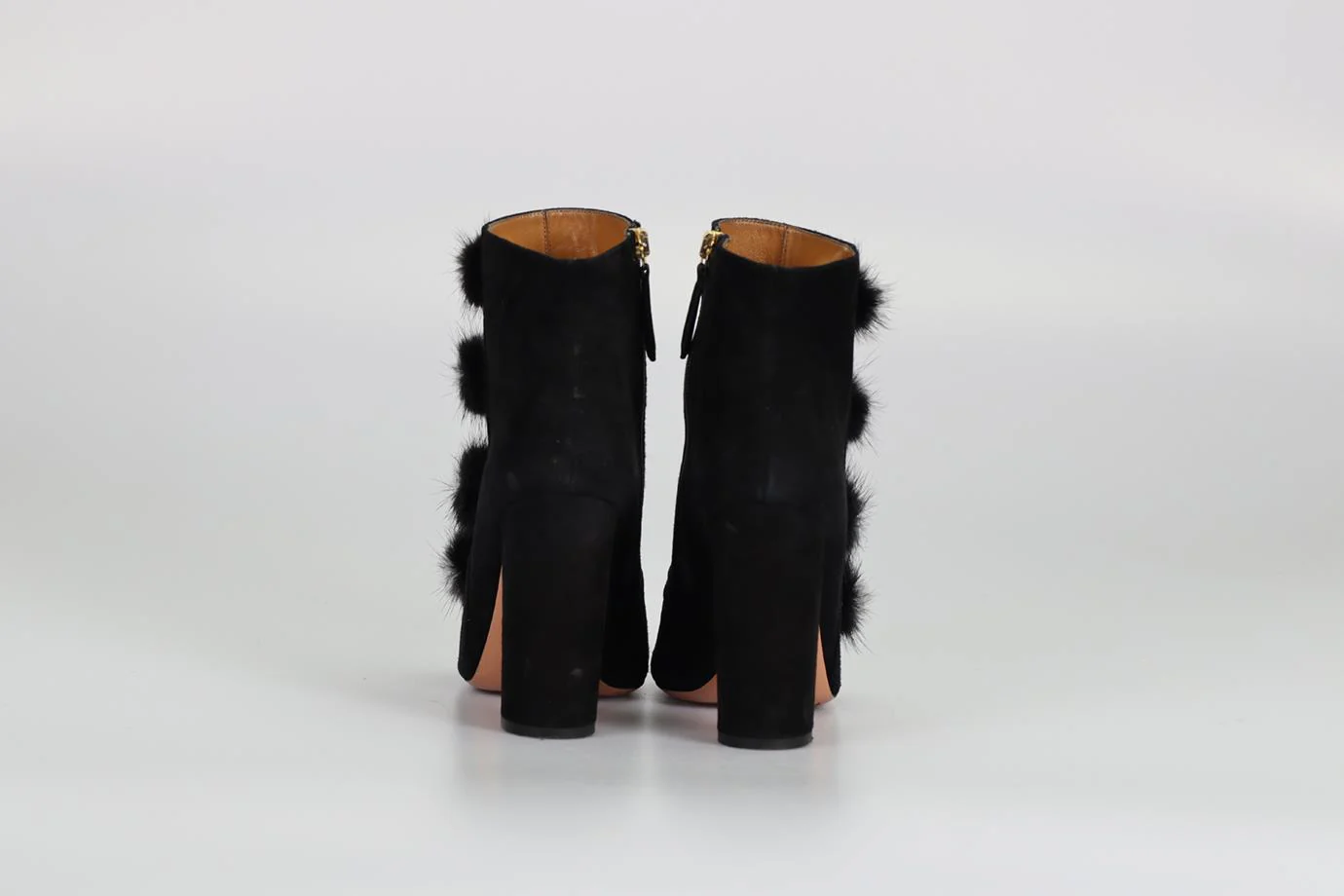 AQUAZZURA MINK FUR AND SUEDE ANKLE BOOTS EU 38 UK 5 US 8 - Image 4