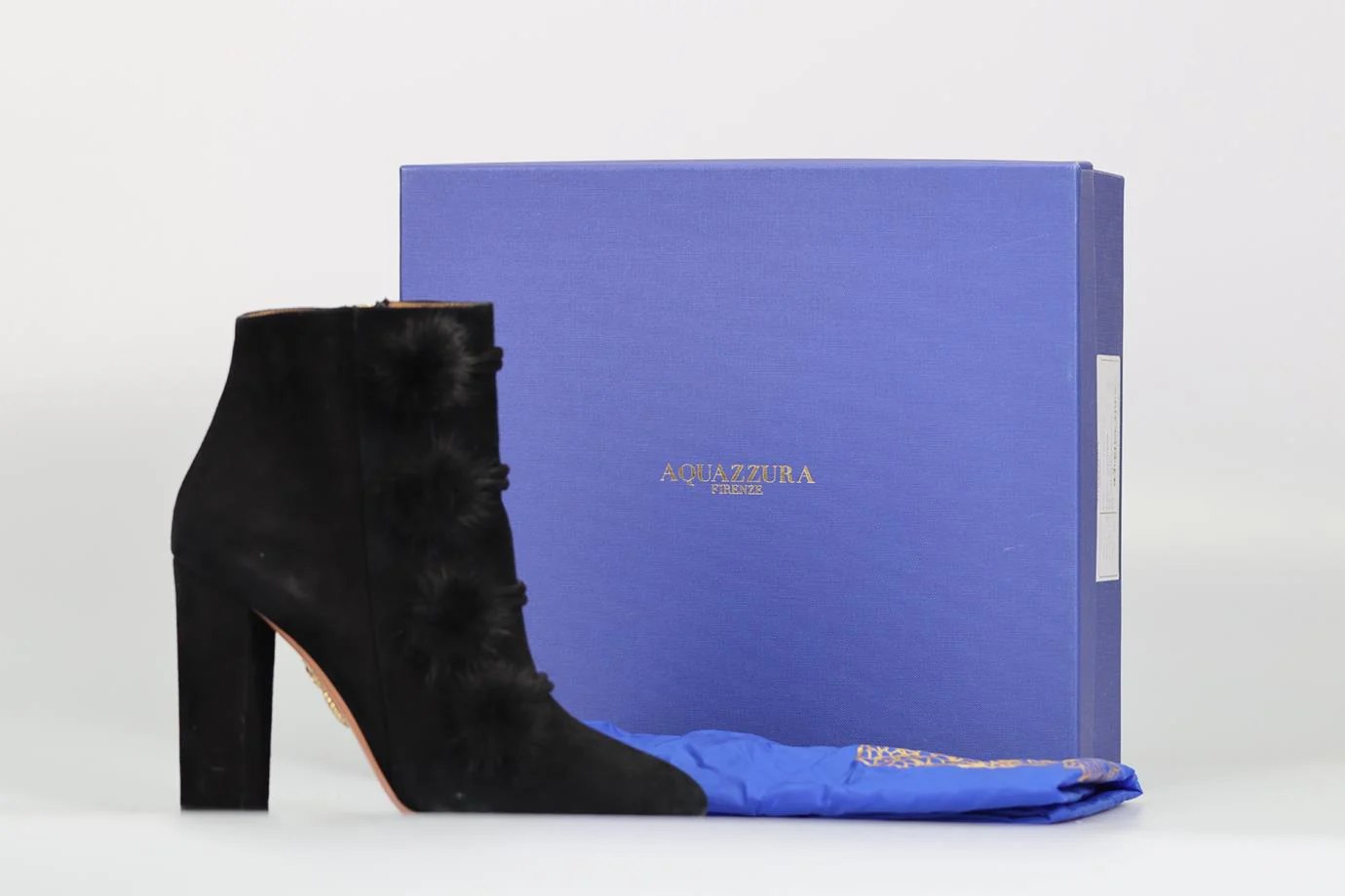 AQUAZZURA MINK FUR AND SUEDE ANKLE BOOTS EU 38 UK 5 US 8 - Image 6