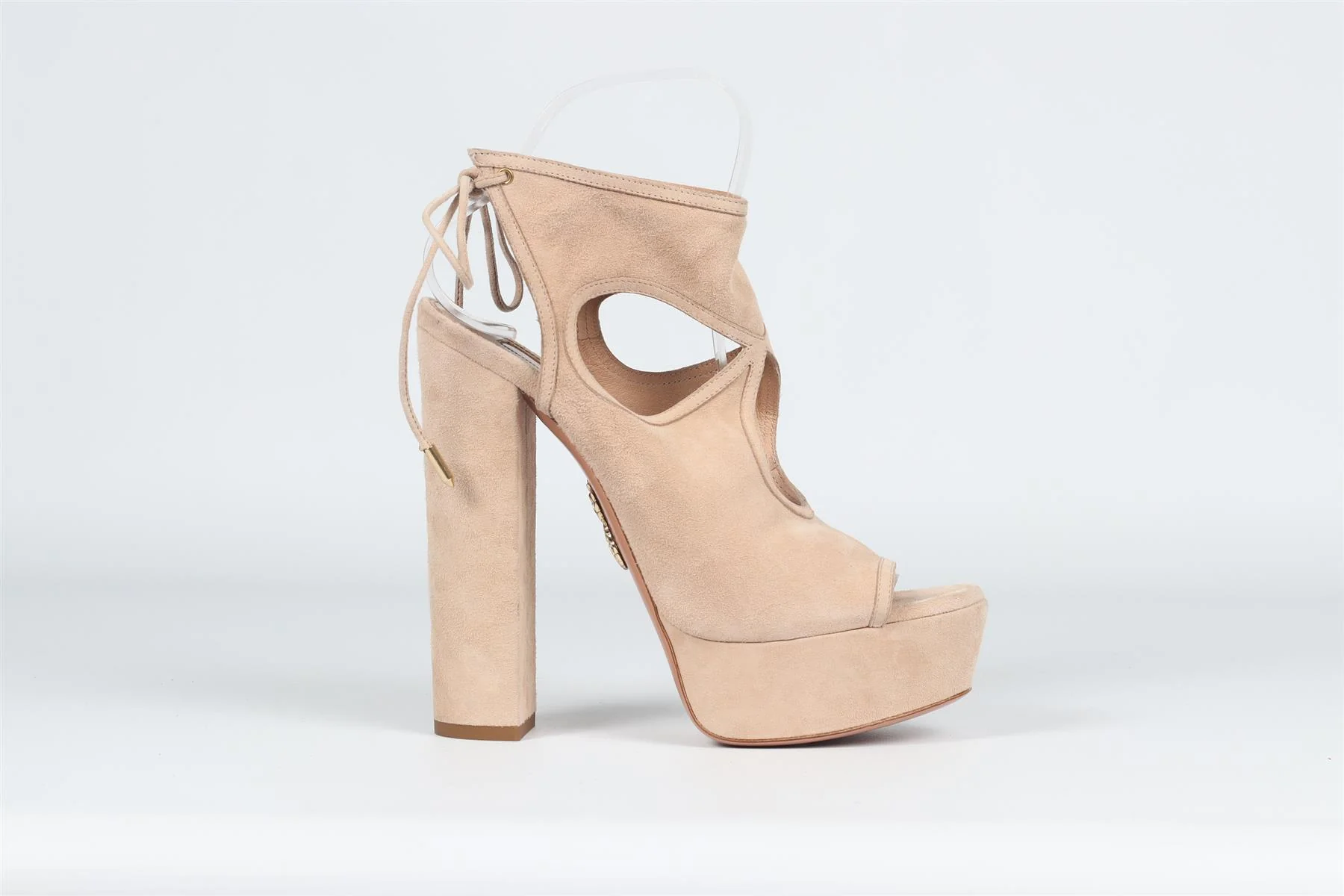 AQUAZZURA NUDE SUEDE SANDALS EU 38.5 UK 5.5 US 8.5 - Image 2