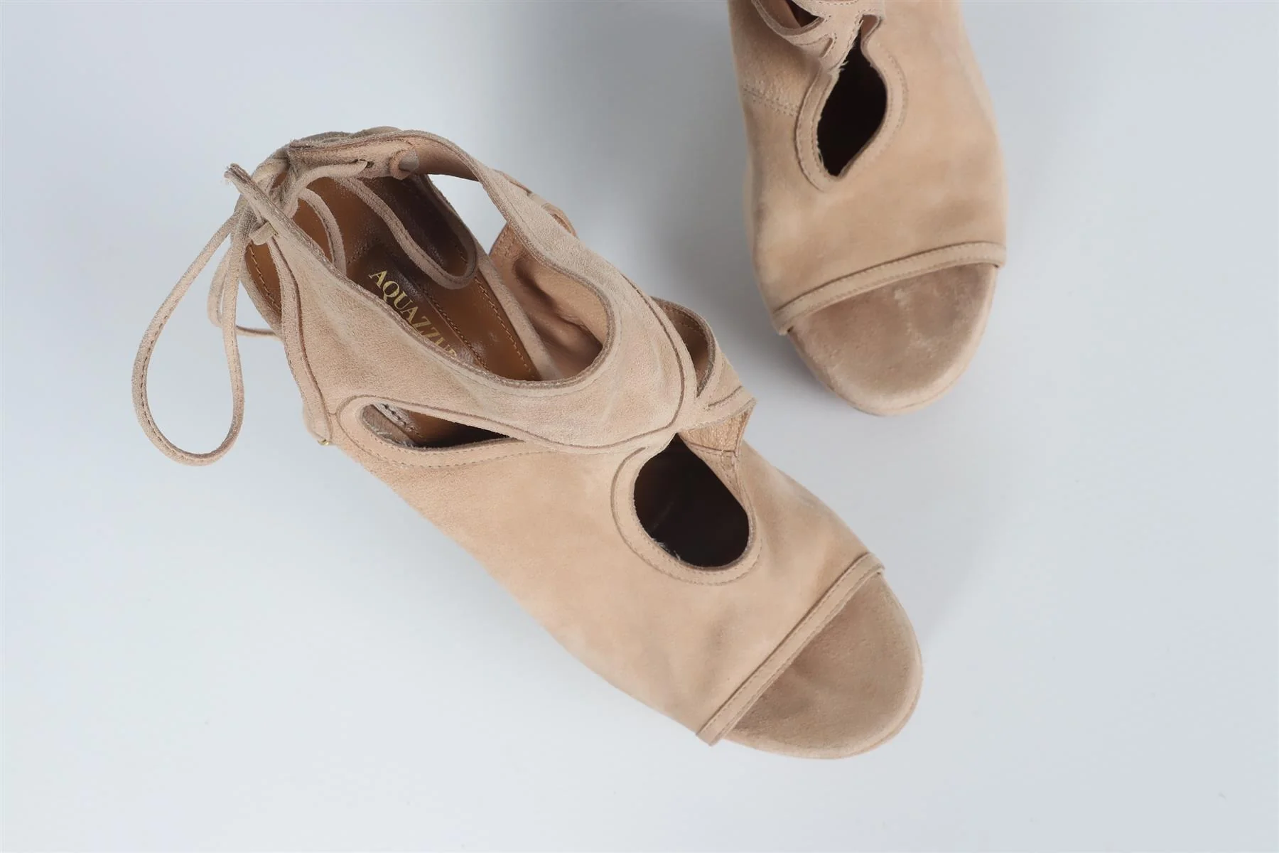 AQUAZZURA NUDE SUEDE SANDALS EU 38.5 UK 5.5 US 8.5 - Image 4