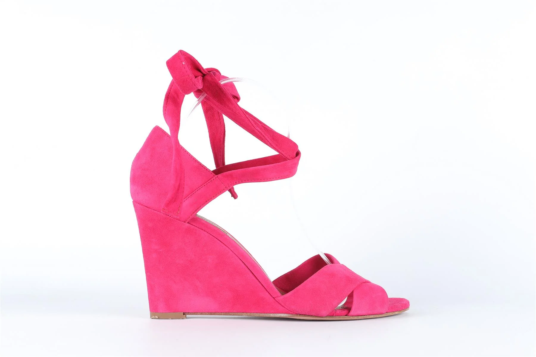 AQUAZZURA PINK SUEDE WEDGE SANDALS EU 39 UK 6 US 9 - Image 2