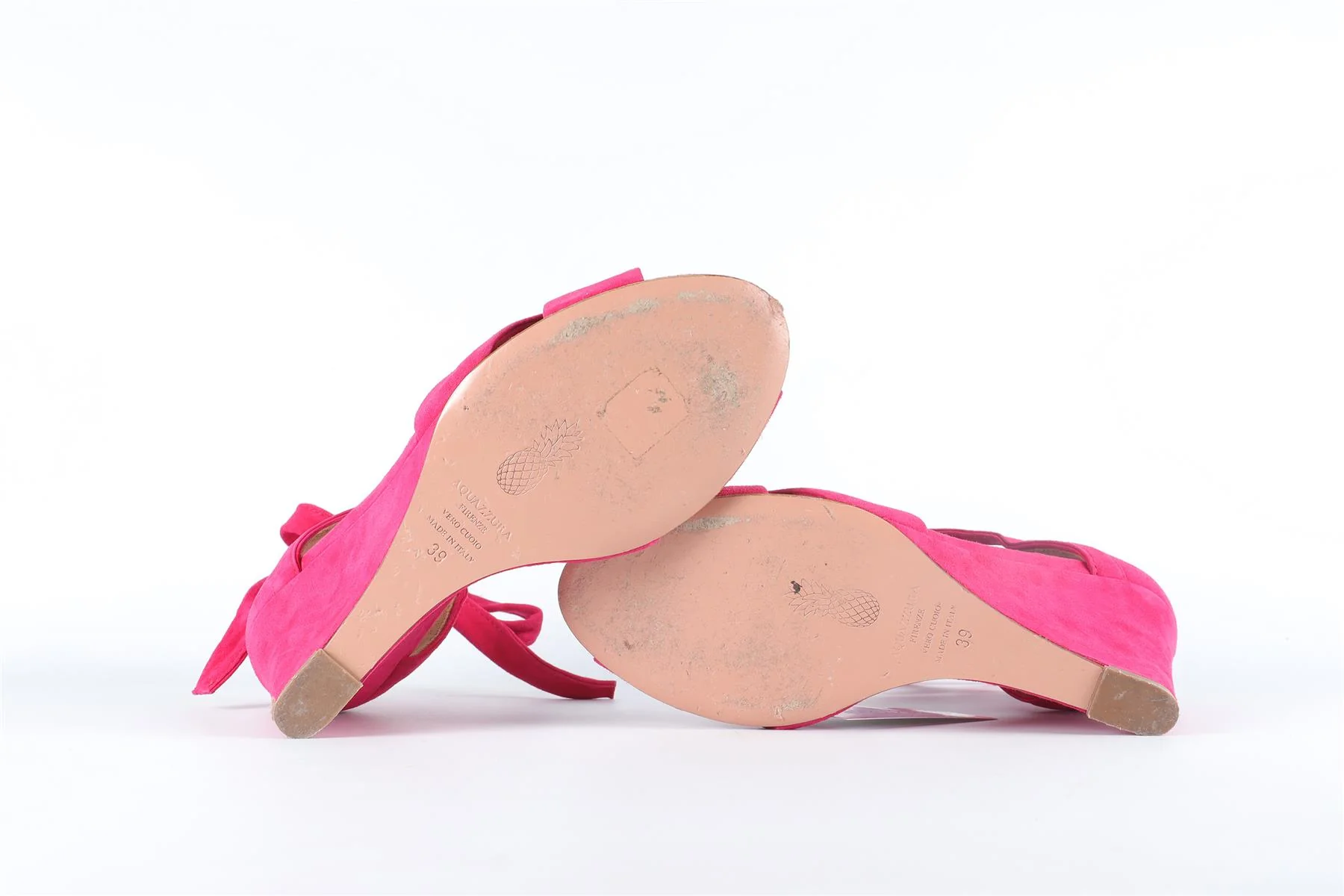 AQUAZZURA PINK SUEDE WEDGE SANDALS EU 39 UK 6 US 9 - Image 5