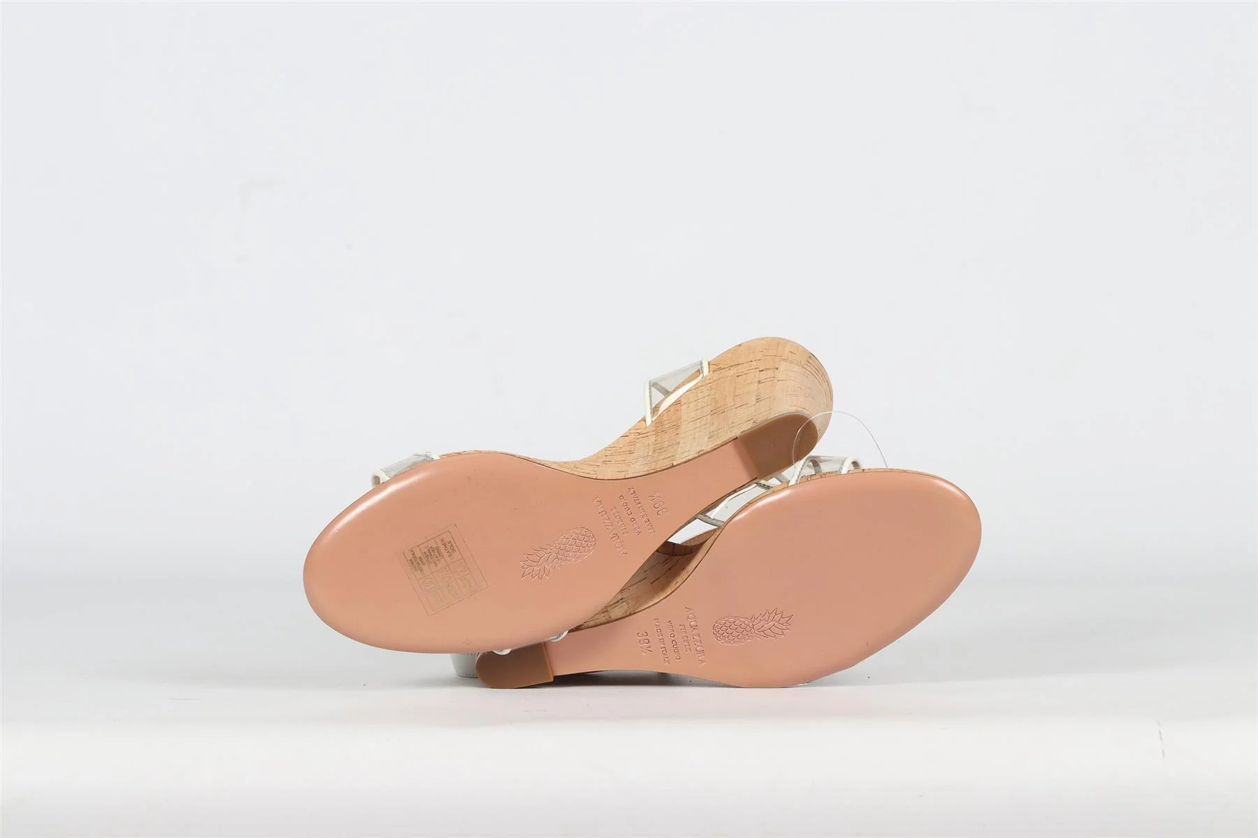 AQUAZZURA PVC AND LEATHER WEDGE SANDALS EU 39.5 UK 6.5 US 9.5 - Image 5