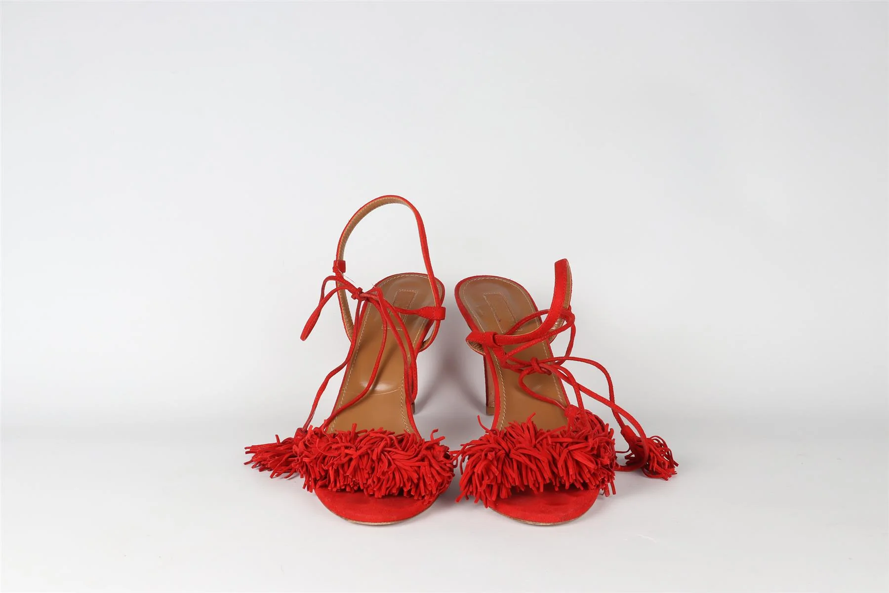 AQUAZZURA RED SUEDE SANDALS EU 40.5 UK 7.5 US 10.5 - Image 3