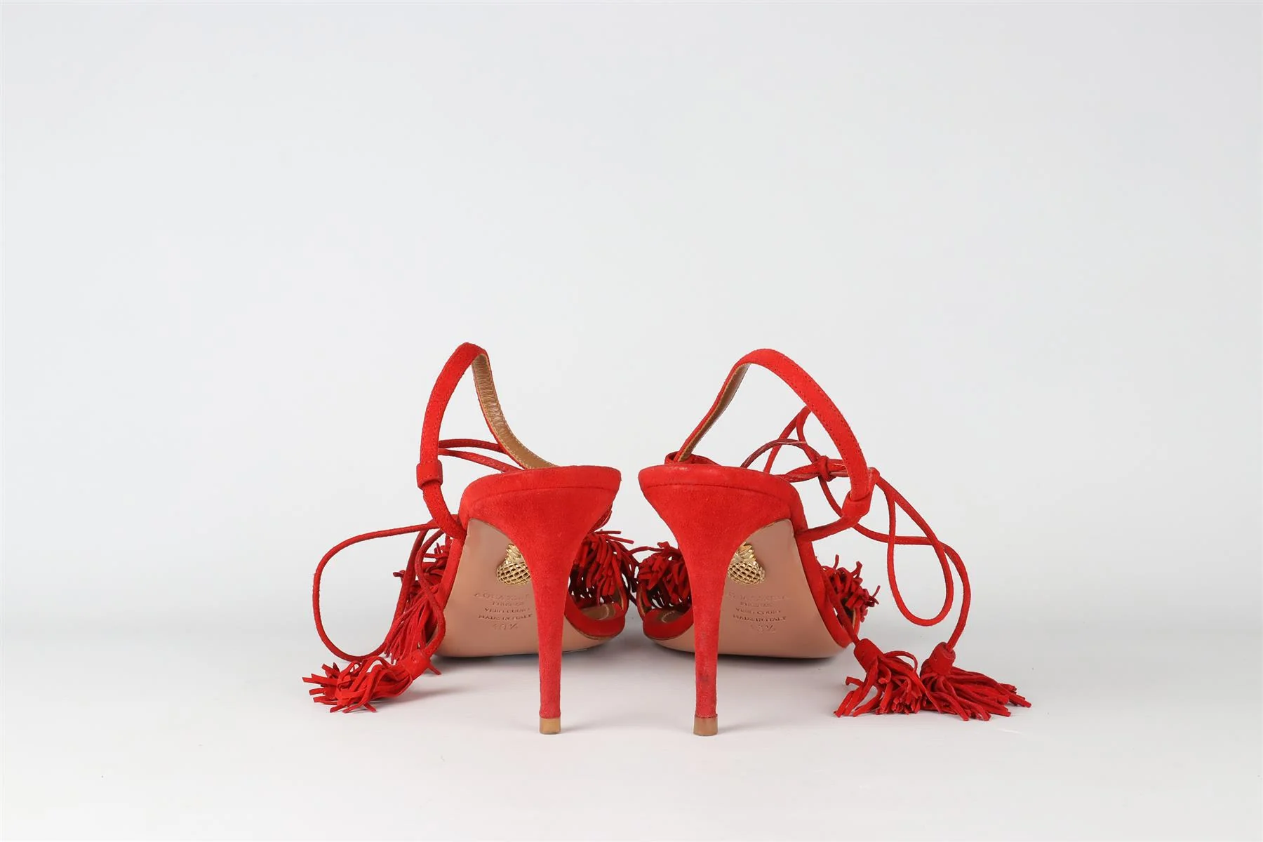 AQUAZZURA RED SUEDE SANDALS EU 40.5 UK 7.5 US 10.5 - Image 5