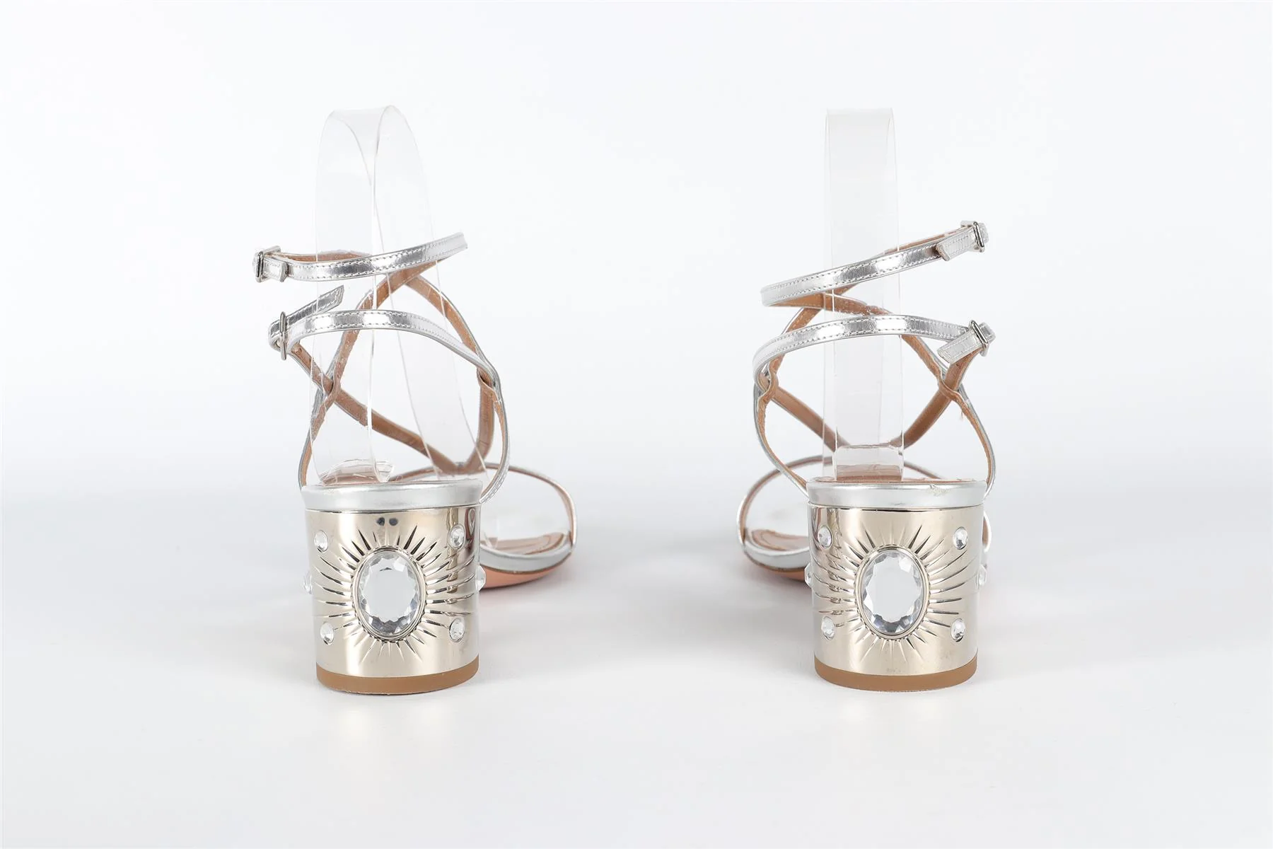 AQUAZZURA SILVER LEATHER SANDALS EU 36.5, UK 3.5, US 6.5 - Image 5