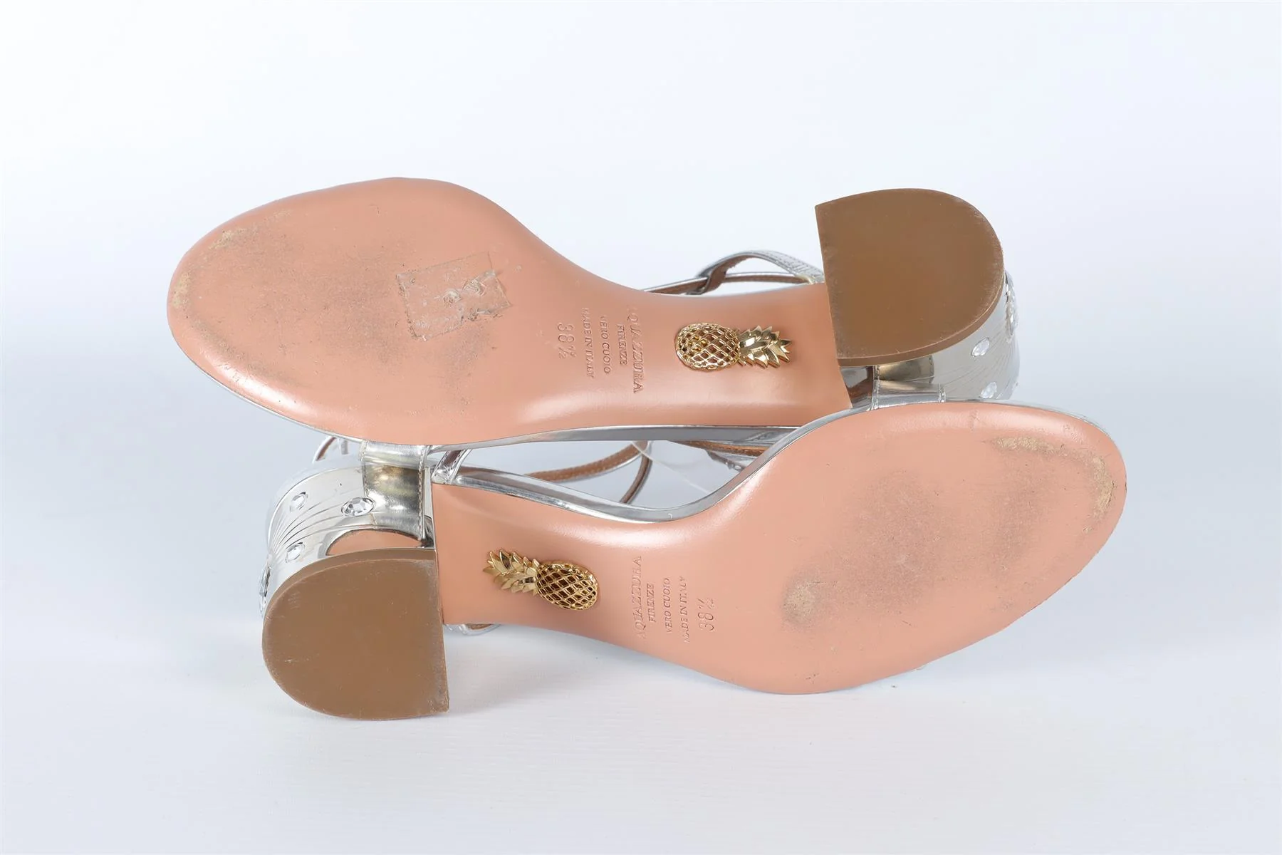 AQUAZZURA SILVER LEATHER SANDALS EU 36.5, UK 3.5, US 6.5 - Image 6