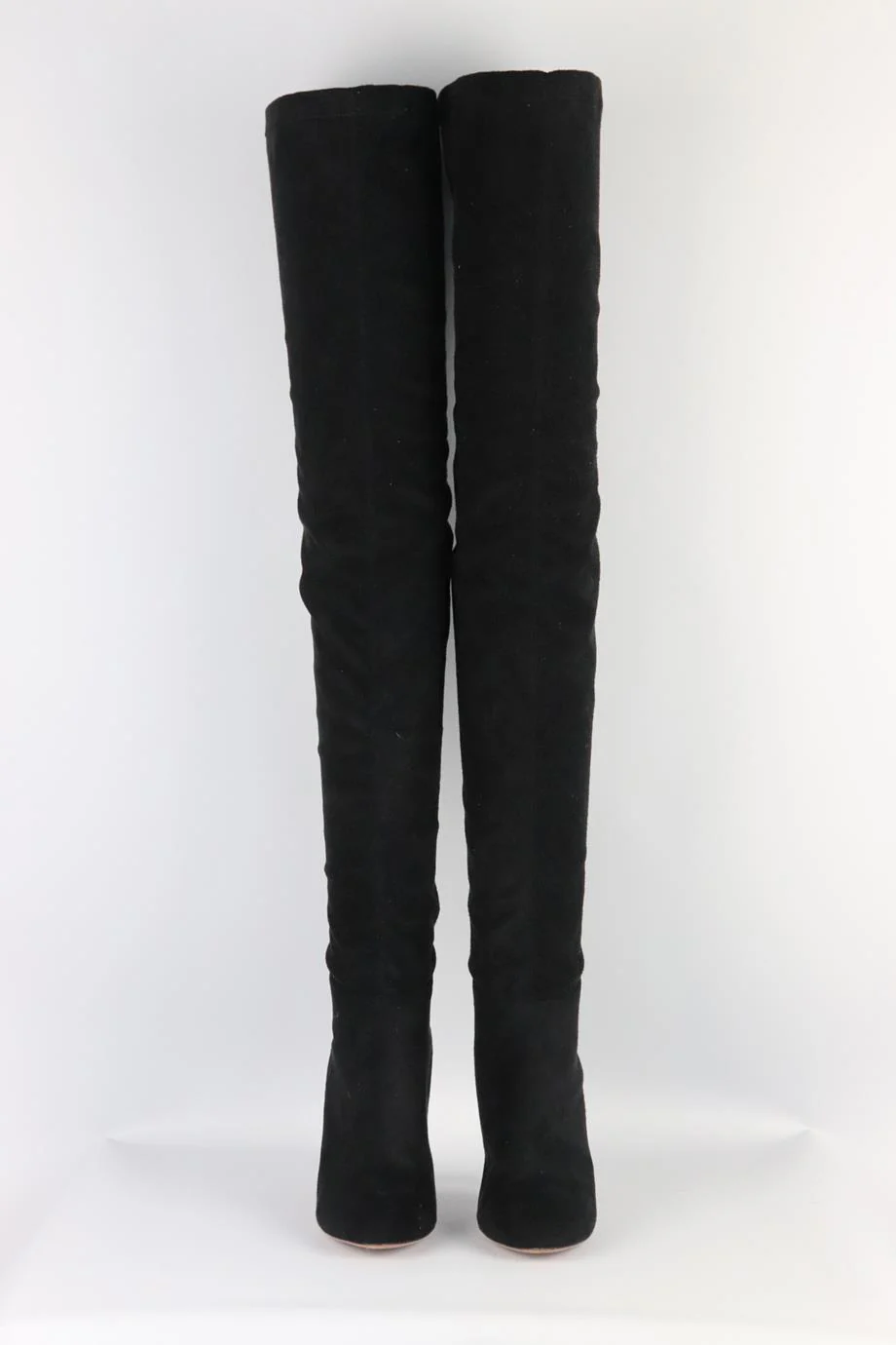 AQUAZZURA SNAKE EFFECT TRIMMED FAUX SUEDE OVER THE KNEE BOOTS EU 38 UK 5 US 8 - Image 3