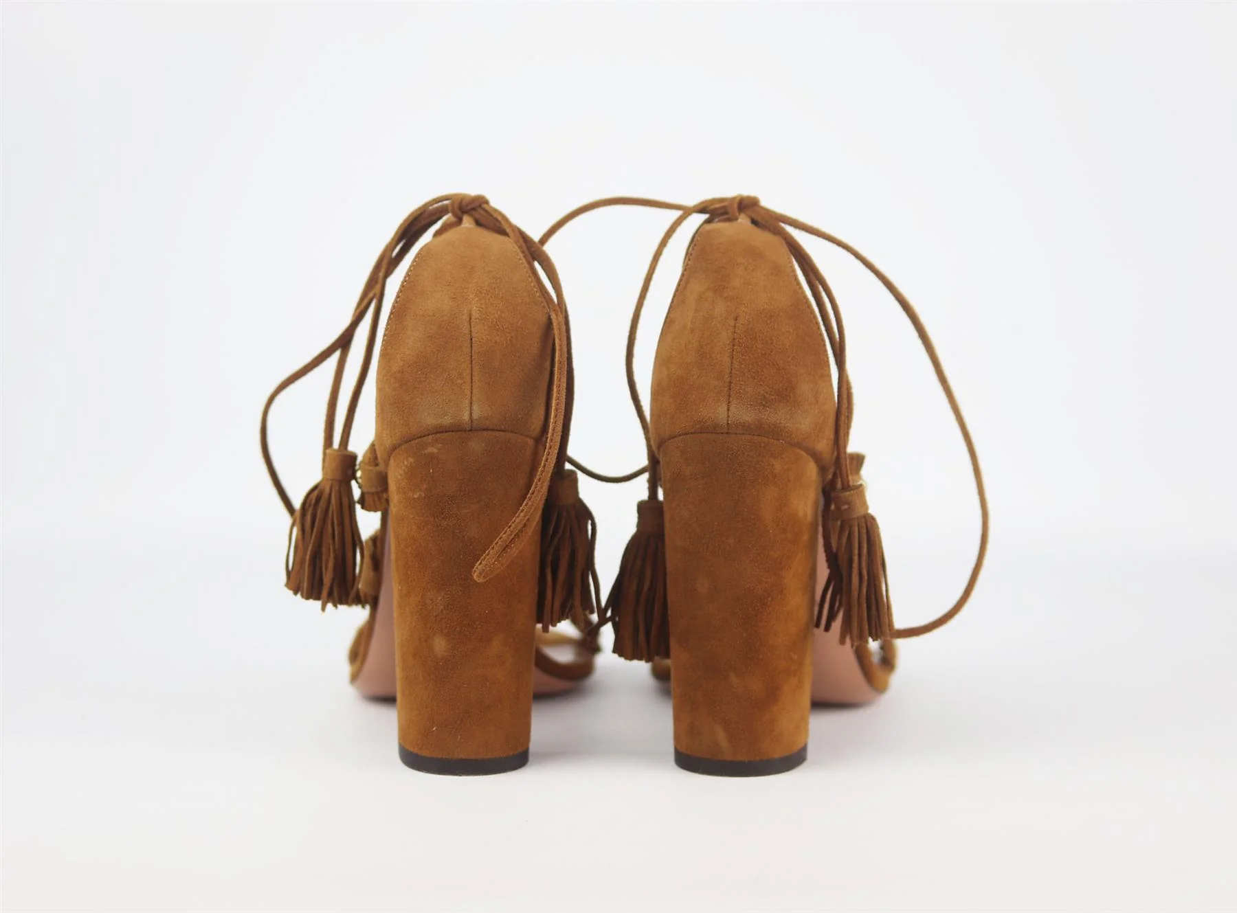 AQUAZZURA TULUM FRINGED STUDDED SUEDE SANDALS EU 38 UK 5 US 8 - Image 4