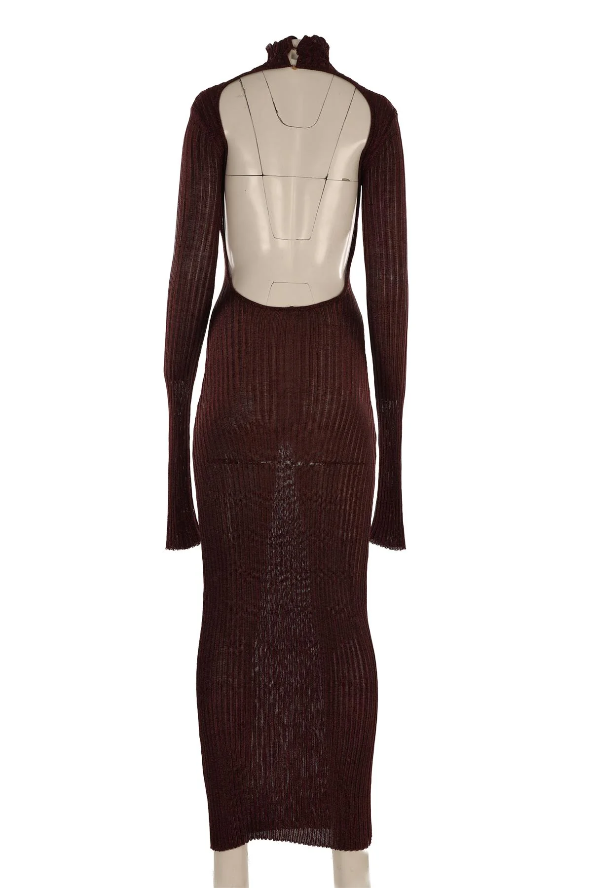ARAKII BURGUNDY KNIT MAXI DRESS SMALL - Image 4