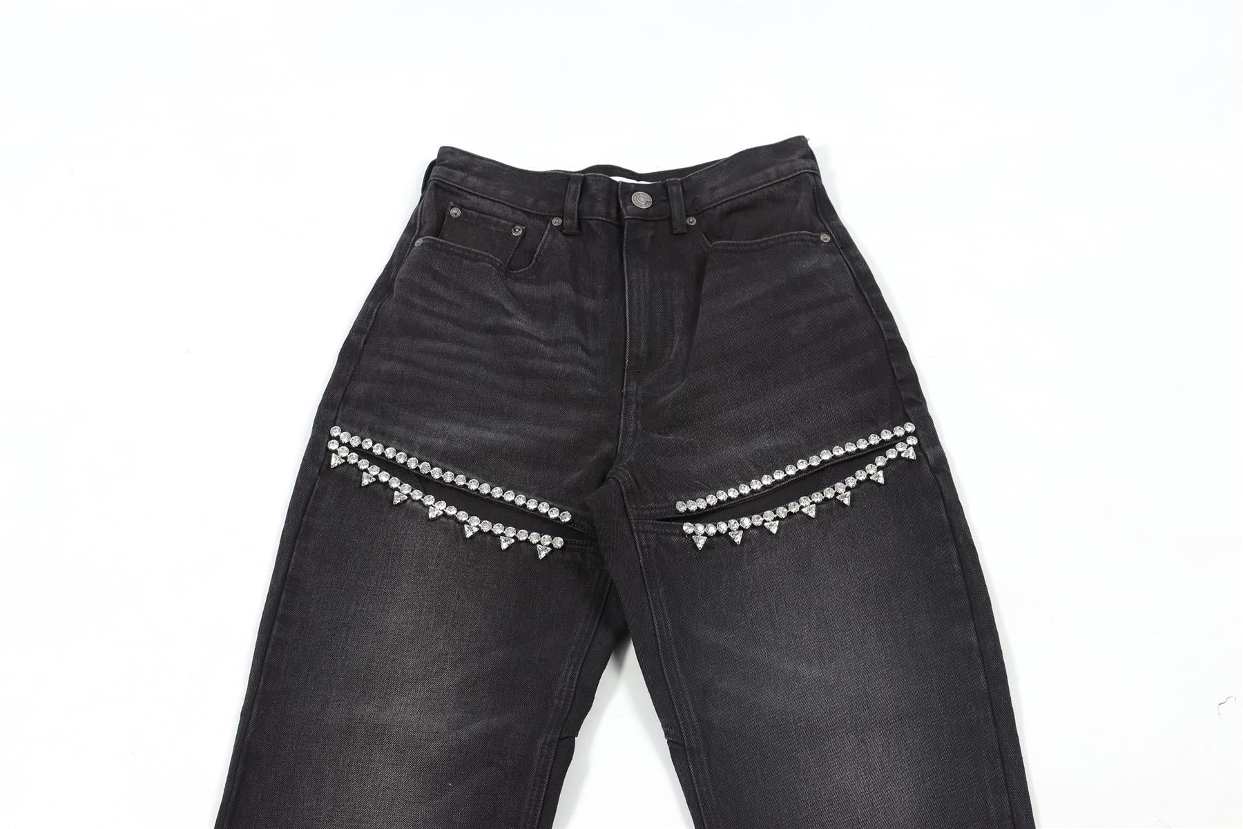 AREA BLACK STRAIGHT LEG JEANS W24 UK 6 - Image 3
