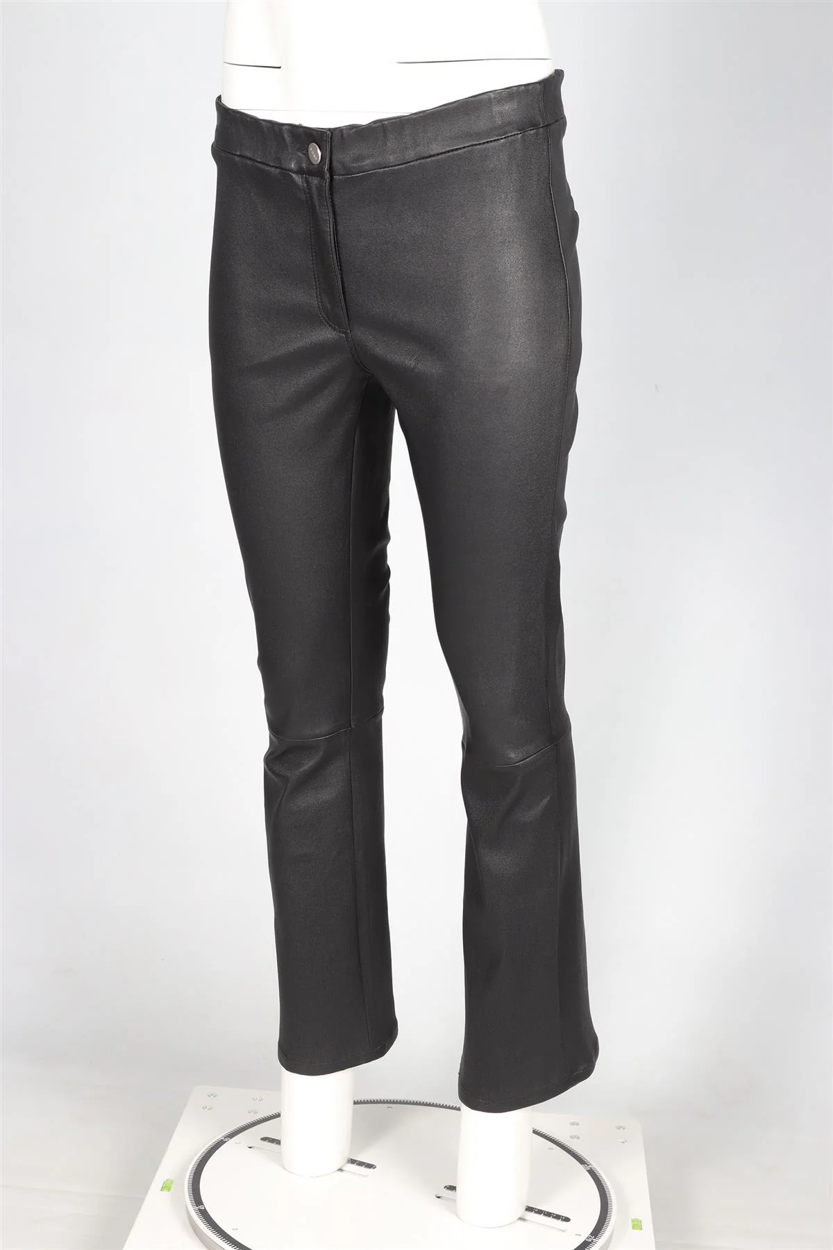 ARMA BLACK LEATHER FLARED PANTS IT 40 UK 8 - Image 3