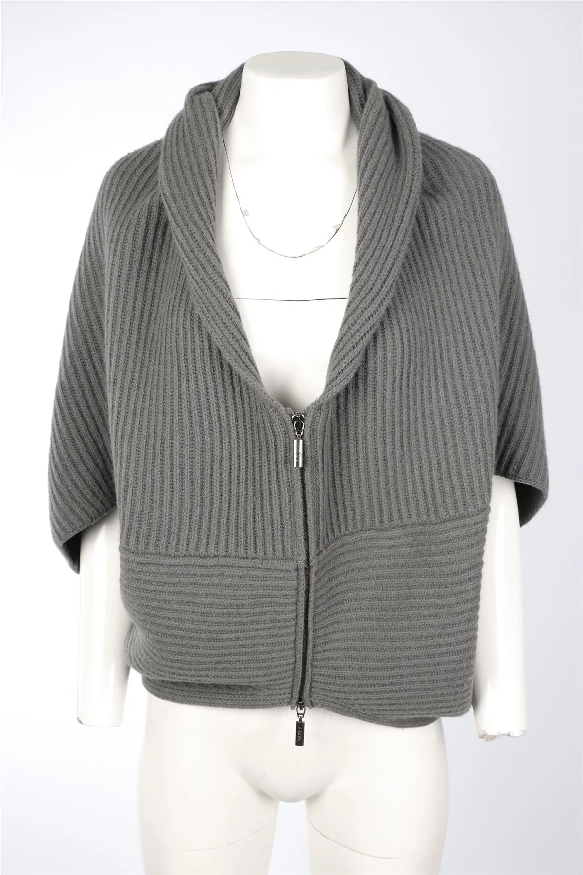 ARMANI COLLEZIONI GREY WOOL CARDIGAN SMALL - Image 2