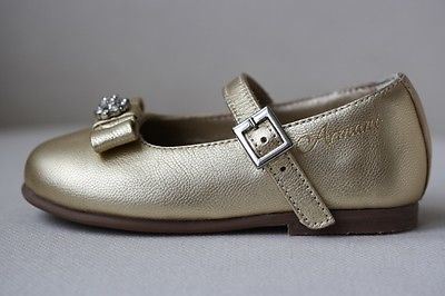 ARMANI JUNIOR BABY GOLD LEATHER DIAMANTE BOW SHOES EU 21 UK 4.5 - Image 4