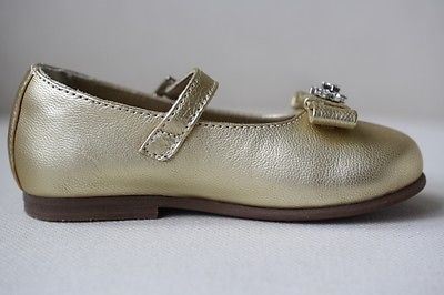 ARMANI JUNIOR BABY GOLD LEATHER DIAMANTE BOW SHOES EU 21 UK 4.5 - Image 8