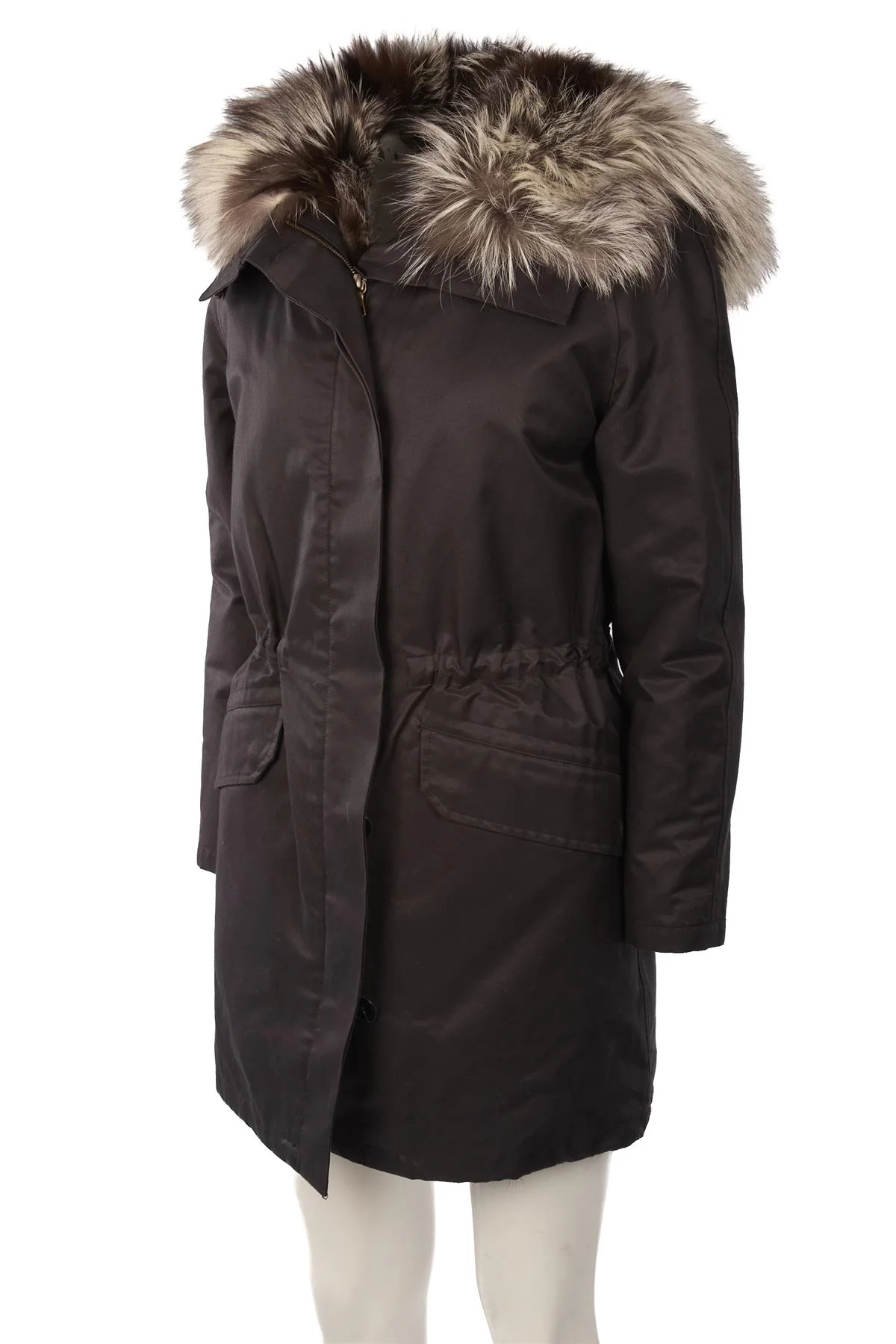 ARMY BY YVES SALOMON BLACK FOX FUR COAT FR 42 UK 14 - Image 3