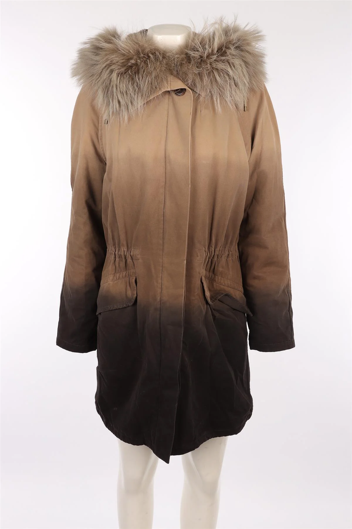 ARMY BY YVES SALOMON GREEN FUR COAT FR 36 UK 8 - Image 2