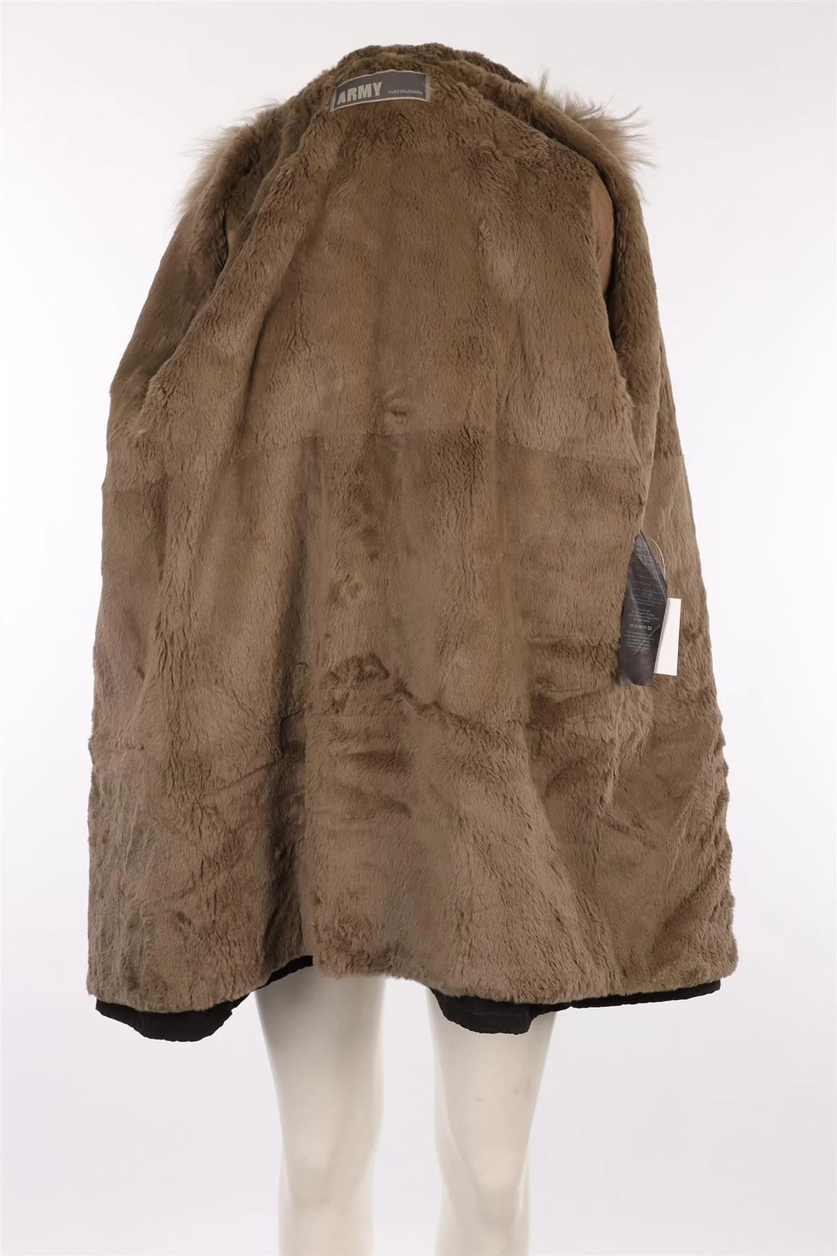 ARMY BY YVES SALOMON GREEN FUR COAT FR 36 UK 8 - Image 5