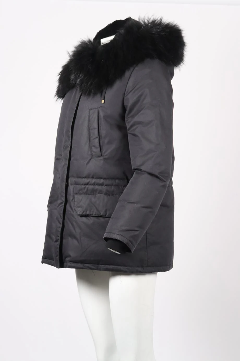 ARMY BY YVES SALOMON HOODED FUR AND COTTON JACKET FR 36 UK 8 - Image 3