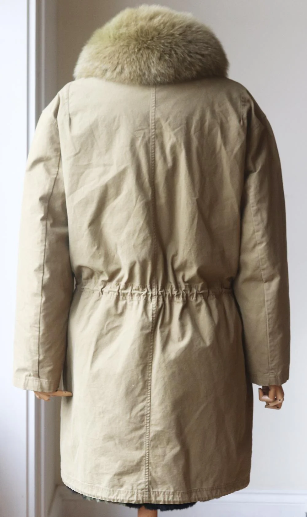 ARMY BY YVES SALOMON REVERSIBLE PRINTED RABBIT FUR AND COTTON PARKA FR 38 UK 10 - Image 4