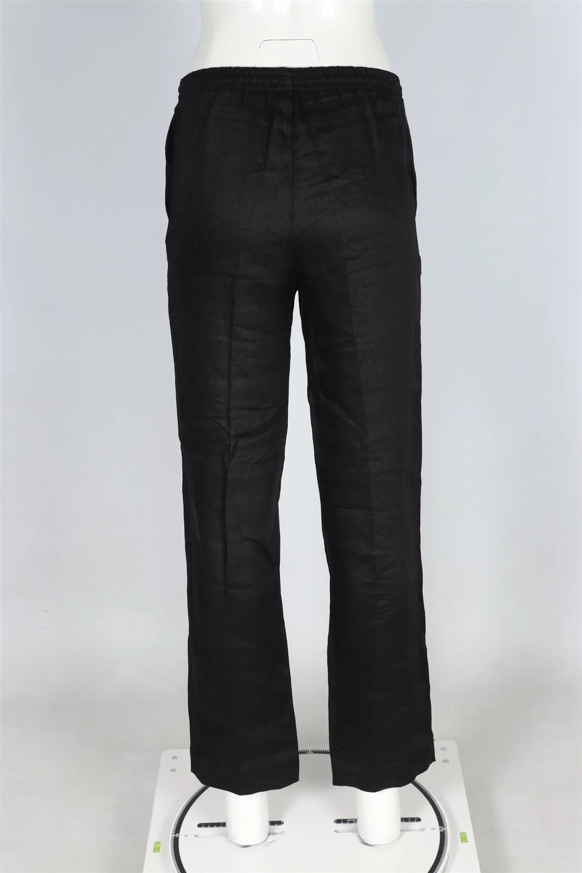 ASCENO BLACK LINEN STRAIGHT LEG PANTS XSMALL - Image 4