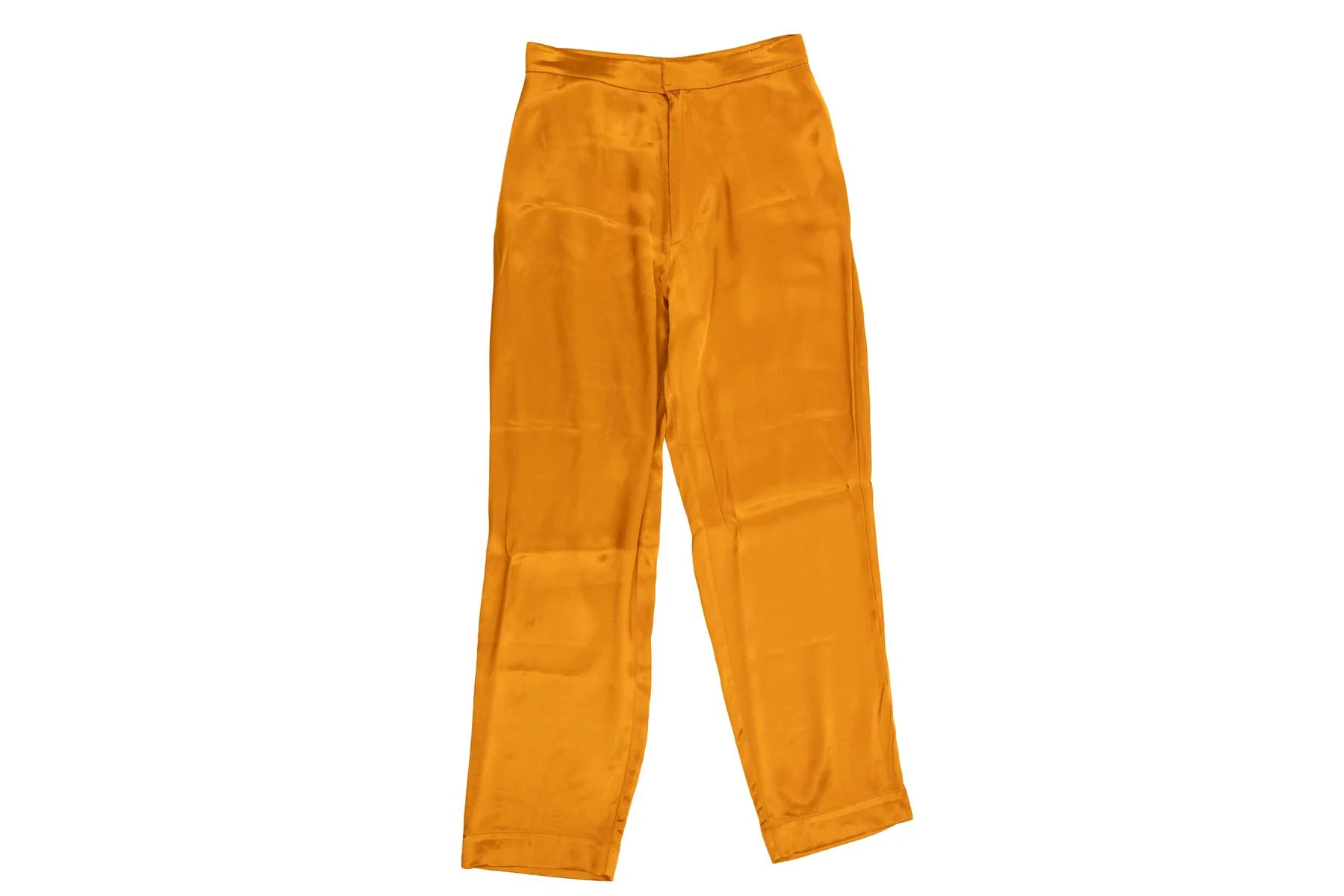 ASCENO GOLD SILK TAPERED PANTS SMALL - Image 2