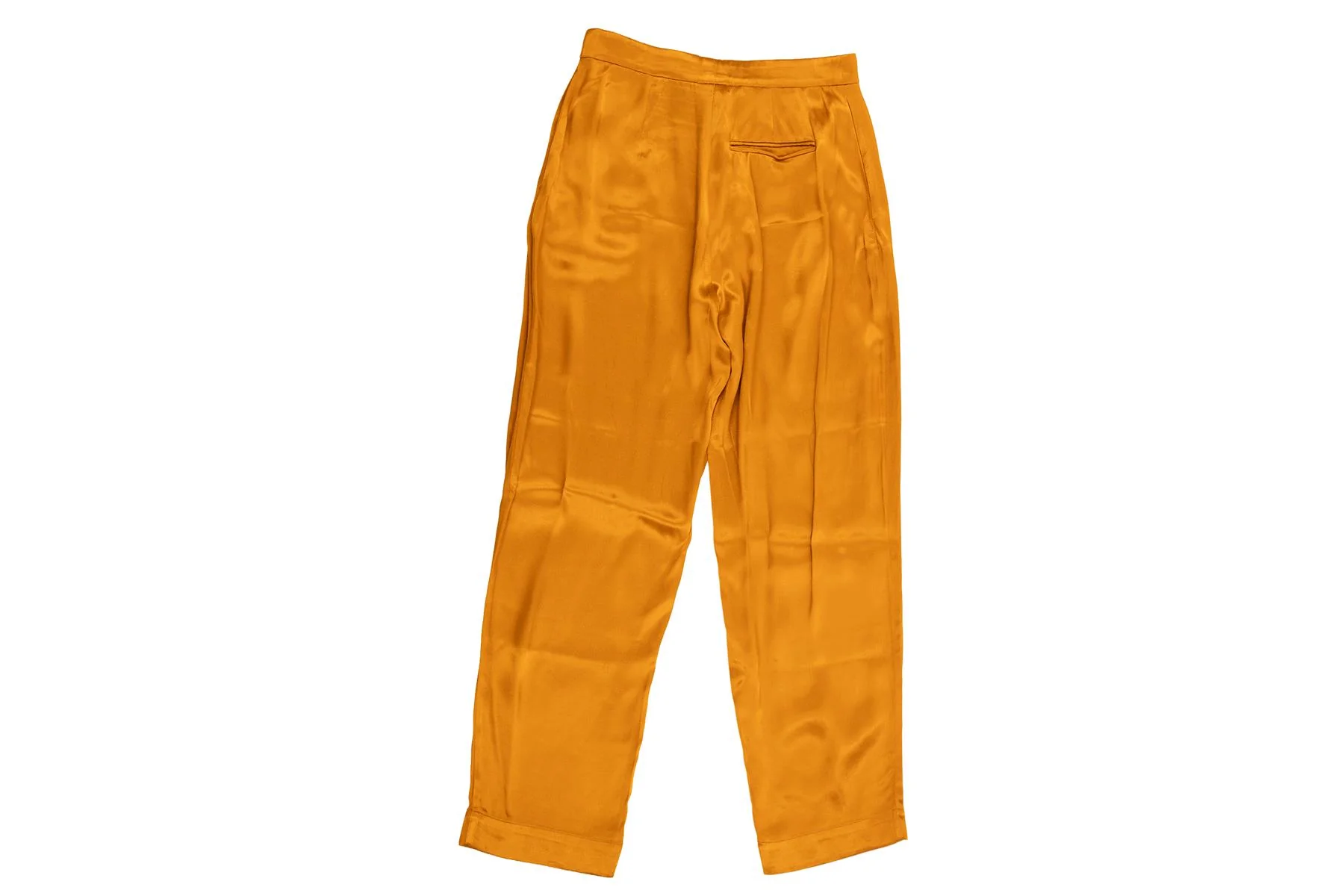 ASCENO GOLD SILK TAPERED PANTS SMALL - Image 4
