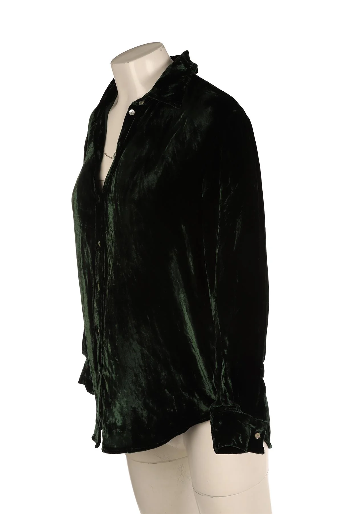 ASCENO GREEN VELVET SHIRT XSMALL - Image 3