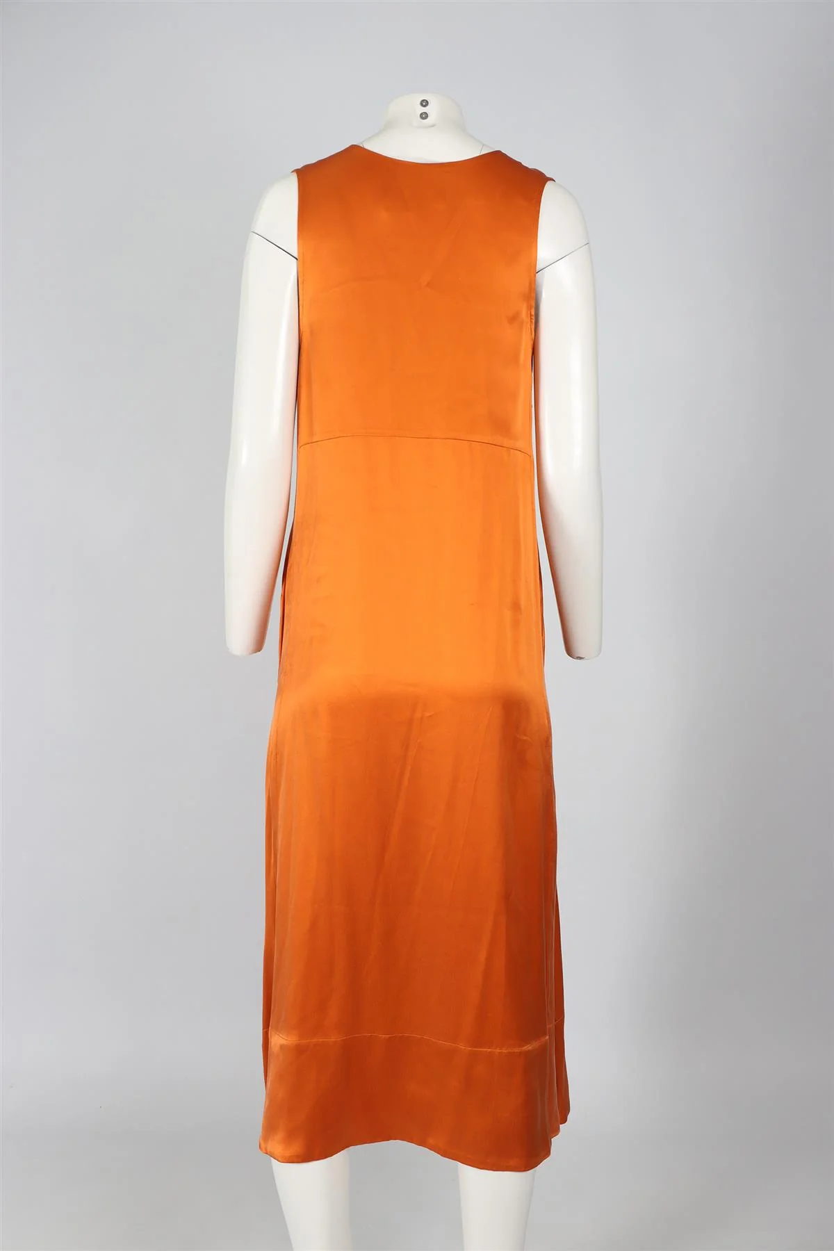 ASCENO ORANGE SILK MIDI DRESS MEDIUM - Image 4