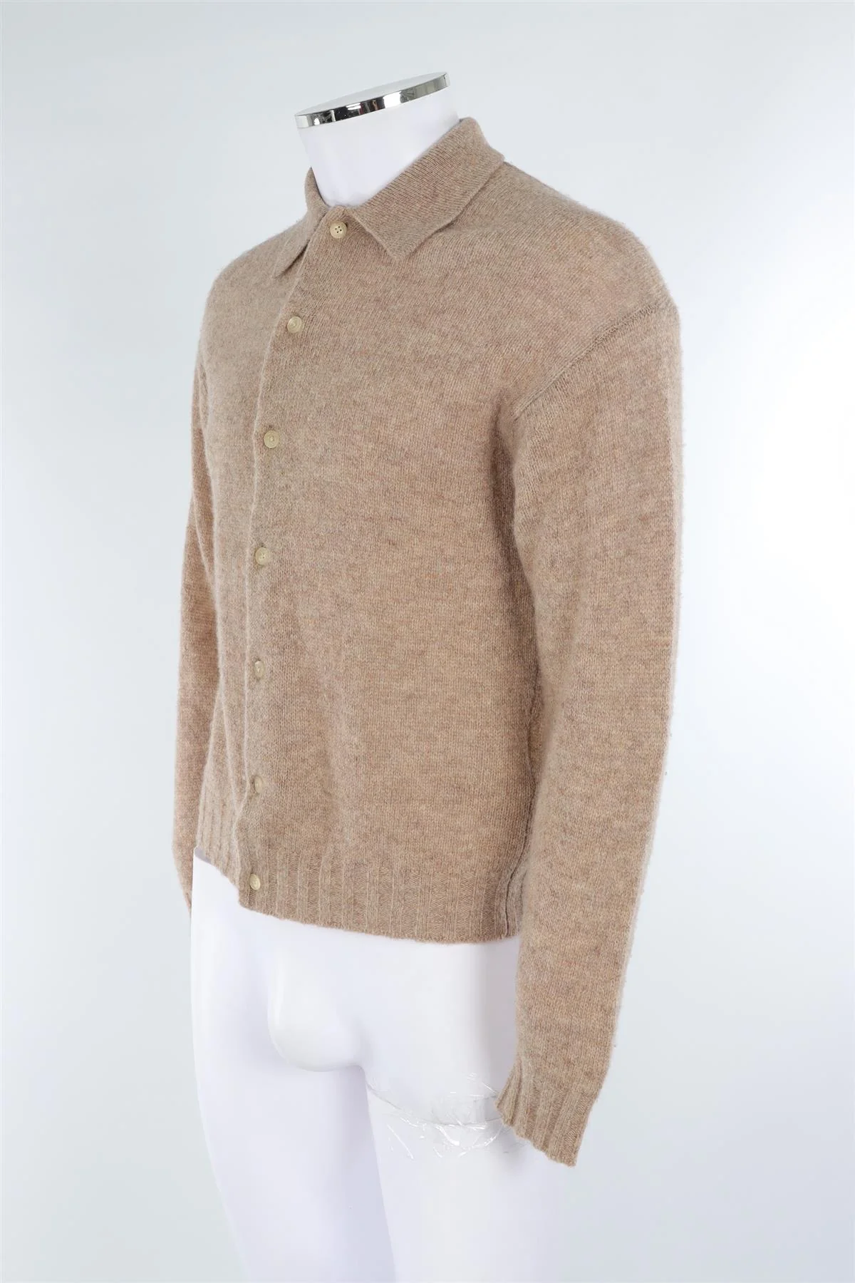 AURALEE BEIGE MEN'S WOOL CARDIGAN 3 UK/US 38 - Image 3