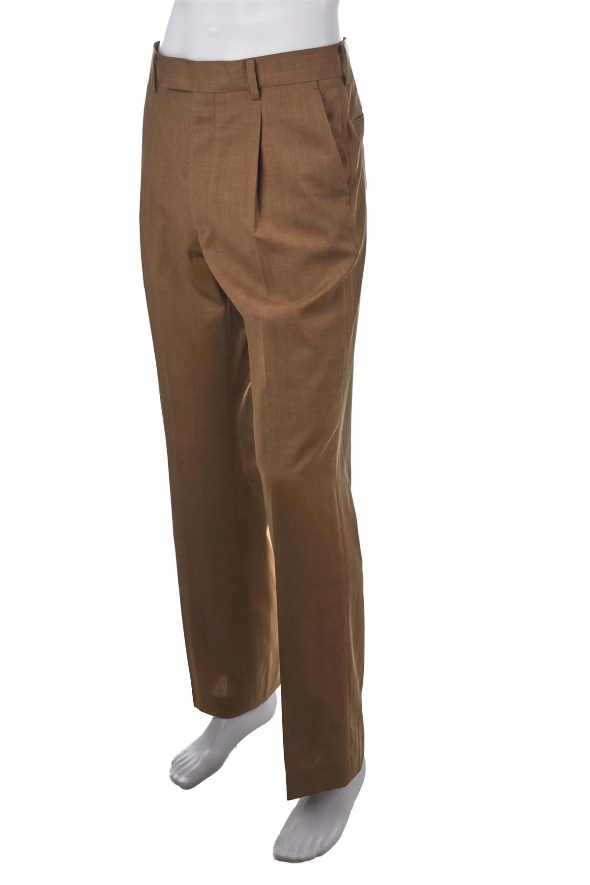 AURALEE BROWN MENS WOOL STRAIGHT LEG PANTS SMALL - Image 3