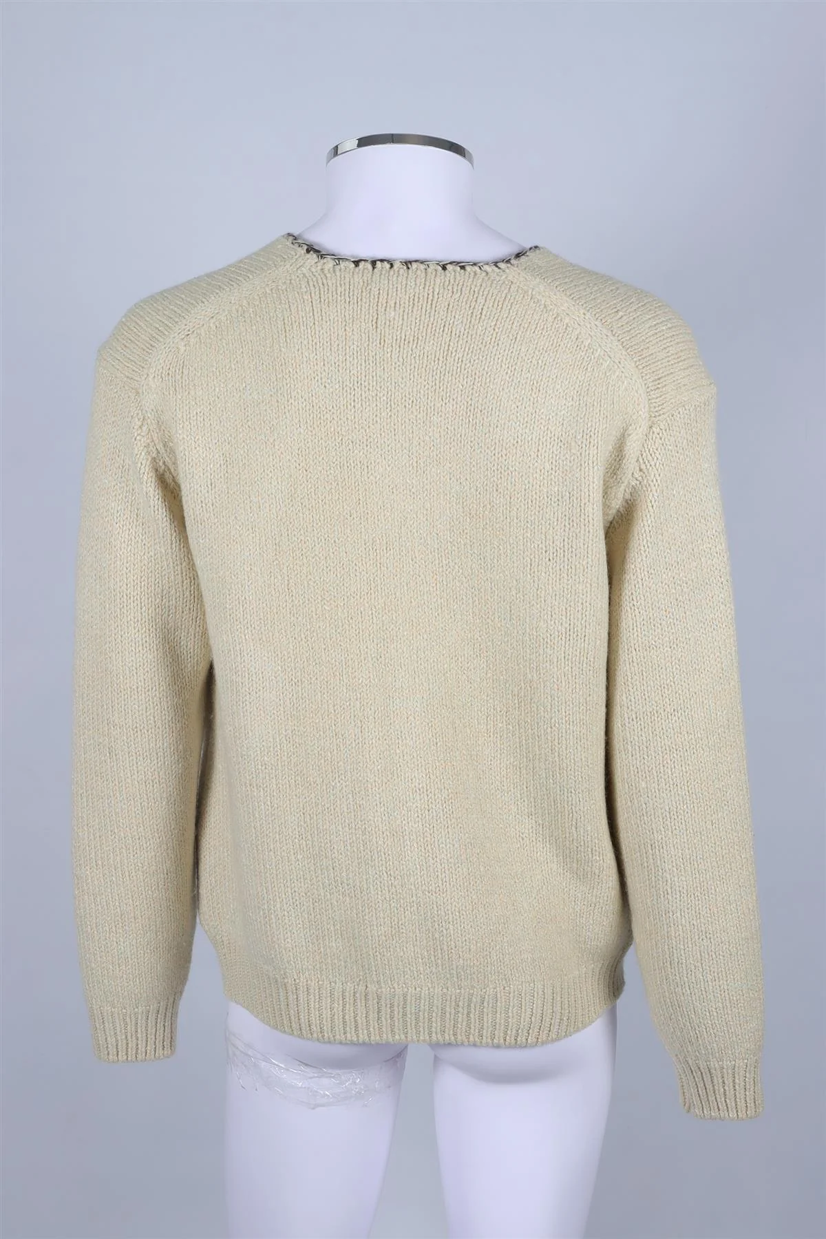 AURALEE GREEN & CREAM MEN'S WOOL CARDIGAN 4 UK/US 38 - Image 4