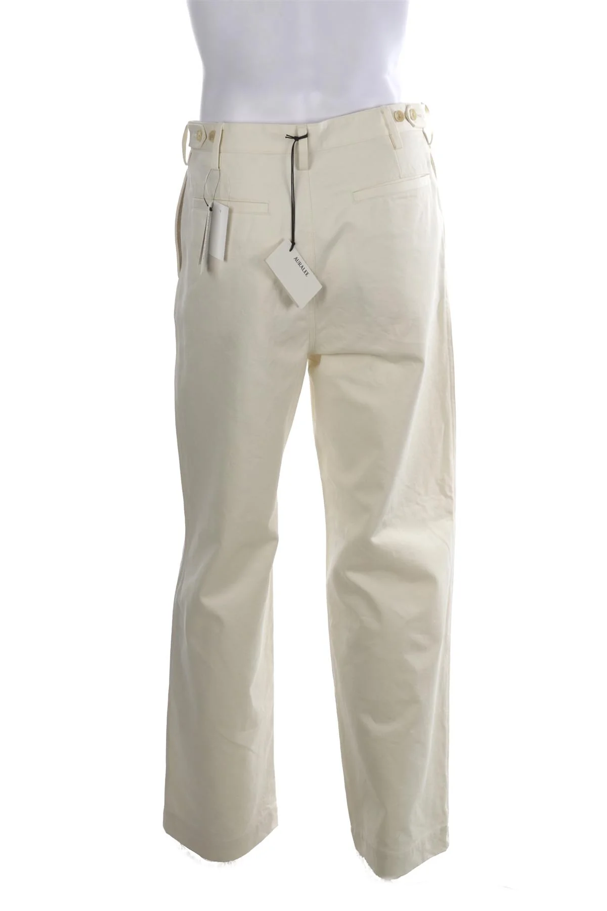 AURALEE IVORY COTTON MENS PANTS STRAIGHT LEG SMALL - Image 4