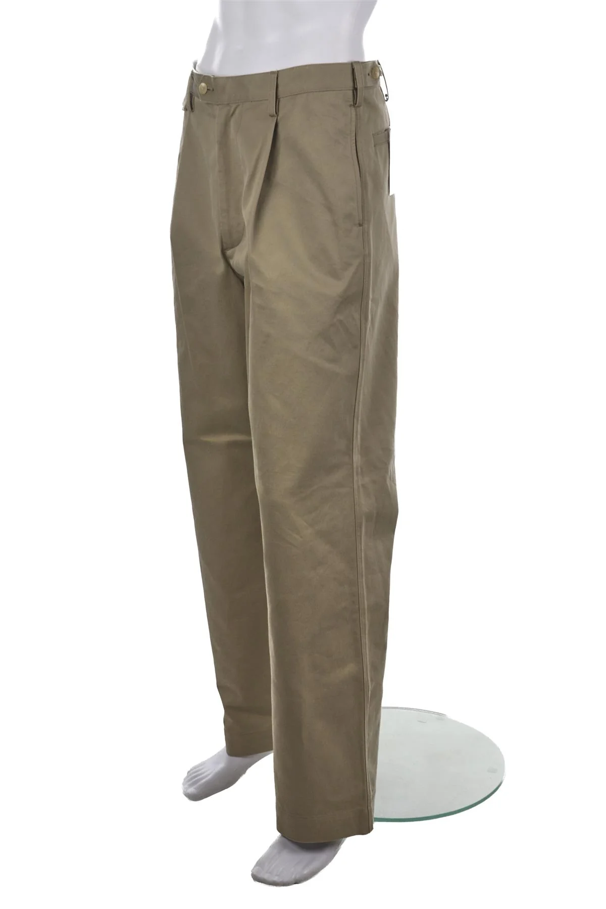 AURALEE KHAKI COTTON MENS PANTS STRAIGHT LEG SMALL - Image 3