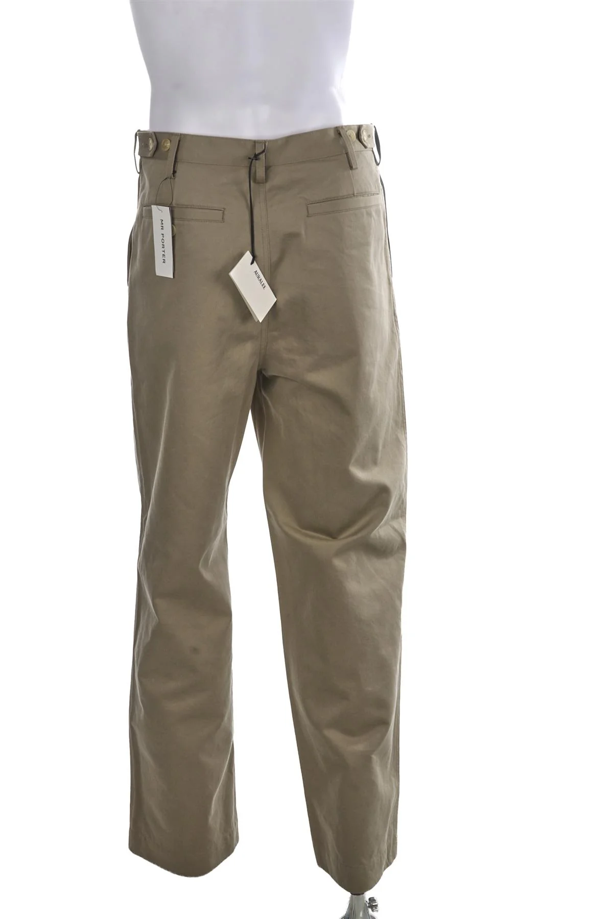 AURALEE KHAKI COTTON MENS PANTS STRAIGHT LEG SMALL - Image 4