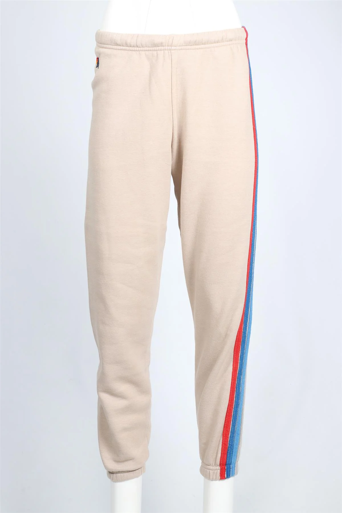 AVIATOR NATION BEIGE COTTON BLEND TRACK PANTS SMALL - Image 2