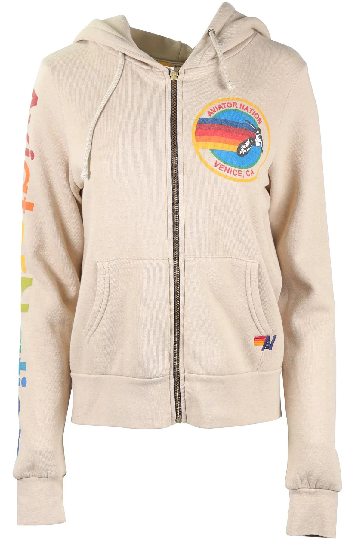 AVIATOR NATION BEIGE COTTON HOODIE XSMALL