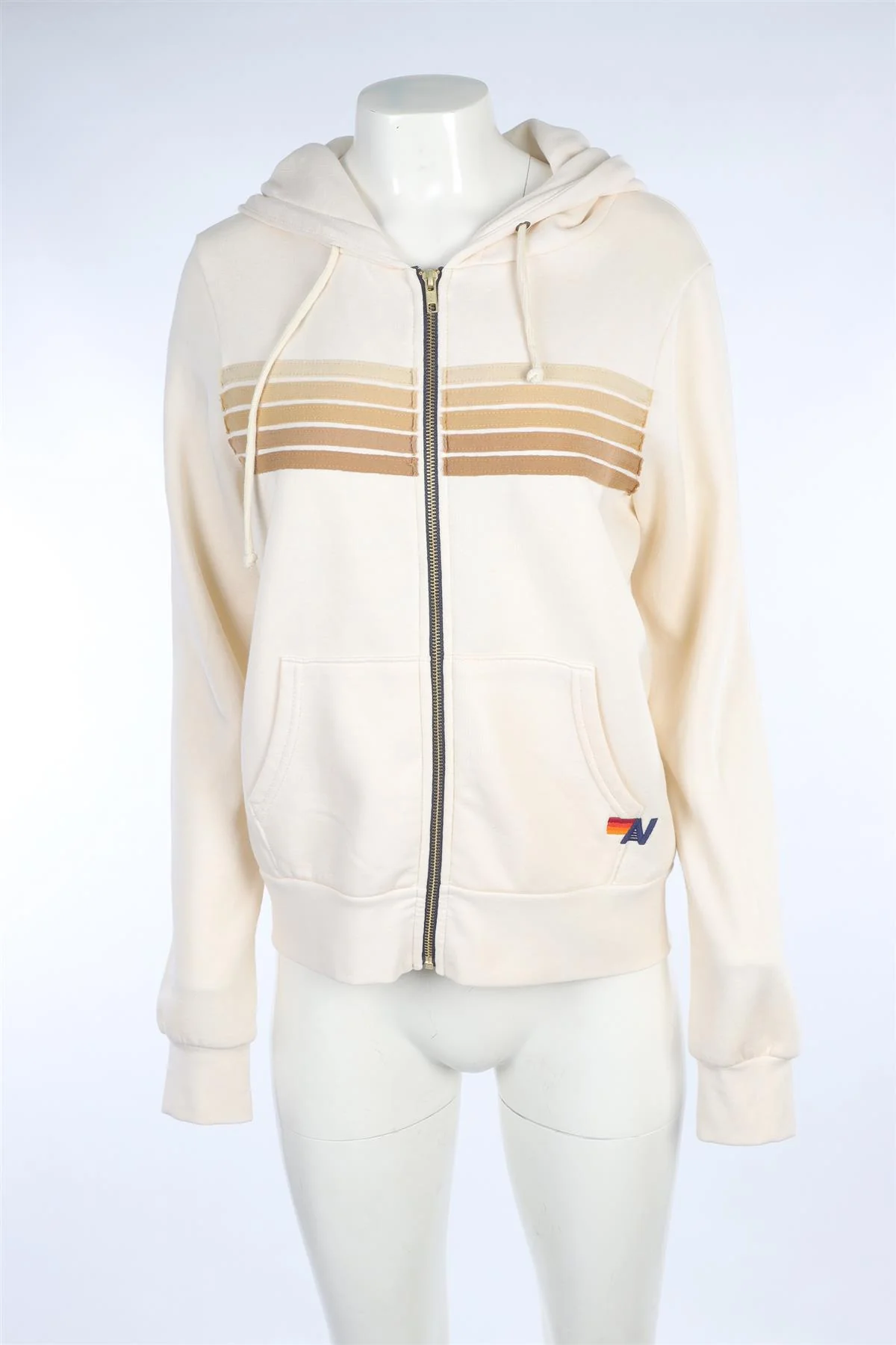 AVIATOR NATION CREAM COTTON HOODIE SMALL - Image 2