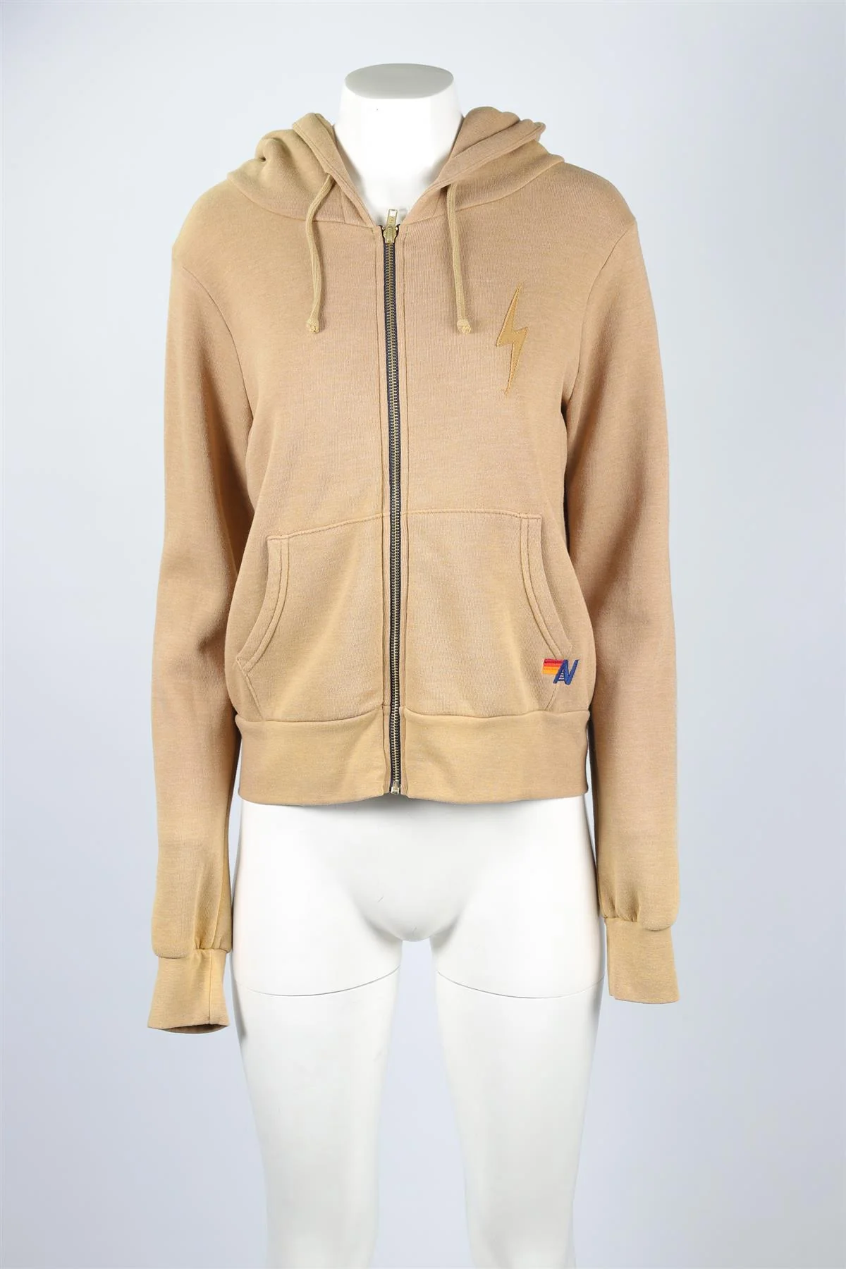 AVIATOR NATION TAN COTTON HOODIE XSMALL - Image 2